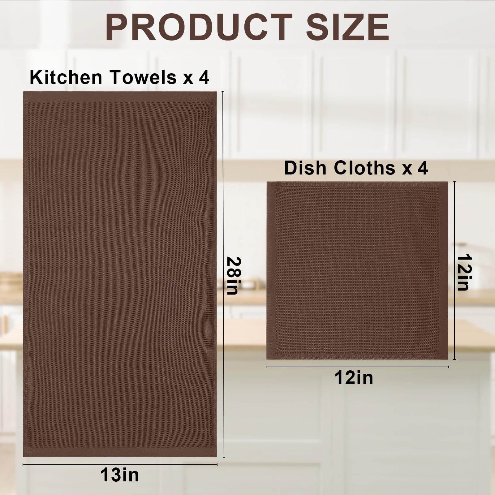 100% Cotton Kitchen Towels and Dishcloths Set (8 Count)