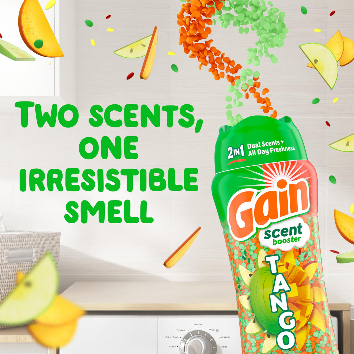 Tango 2-in-1 Laundry Scent Booster Beads, Apple and Mango Scent, 10.7 OZ, Laundry Beads with Dual Scents Plus All Day Freshness (10.7 Ounce)