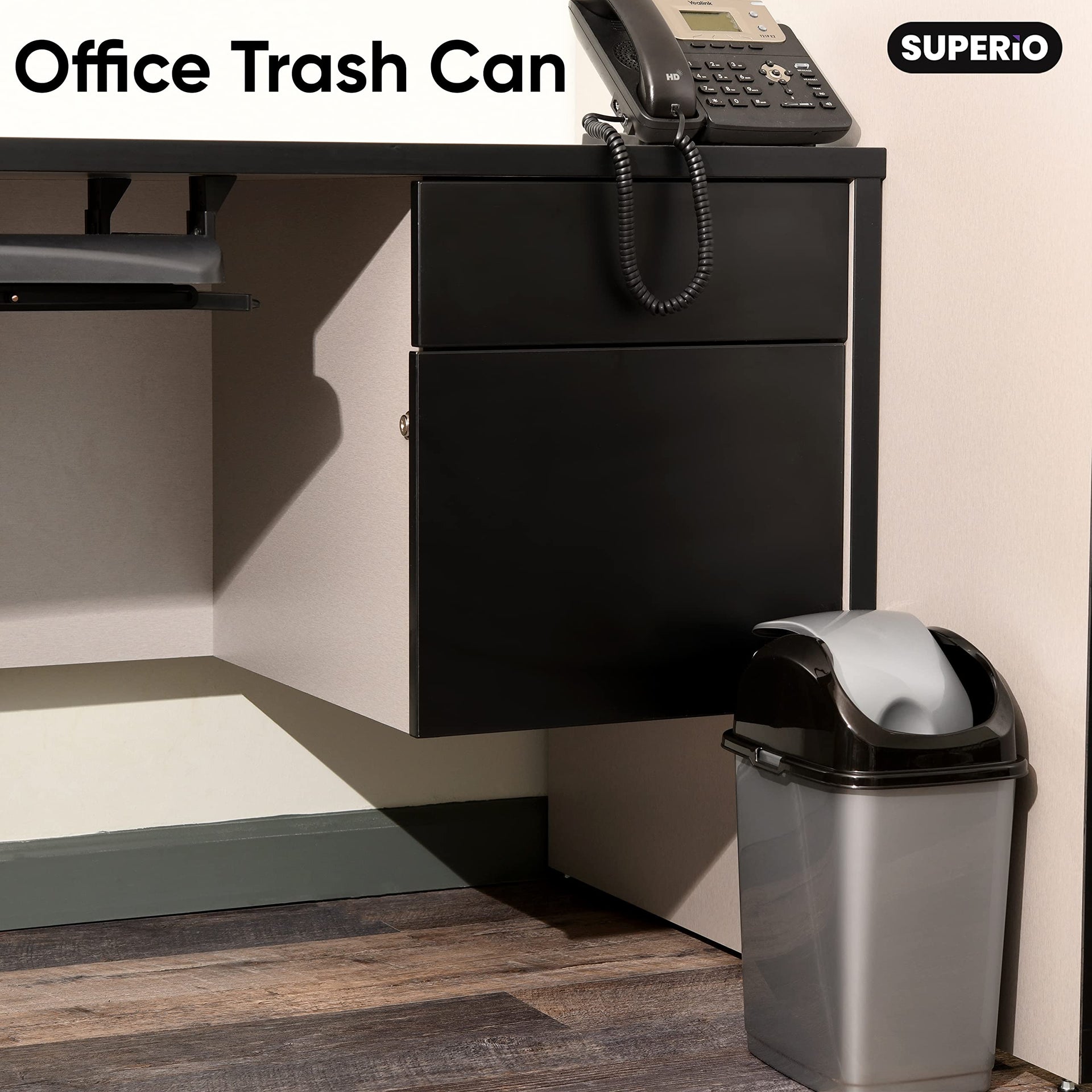 Small 2.5 Gallon Plastic Trash Can with Swing Top Lid