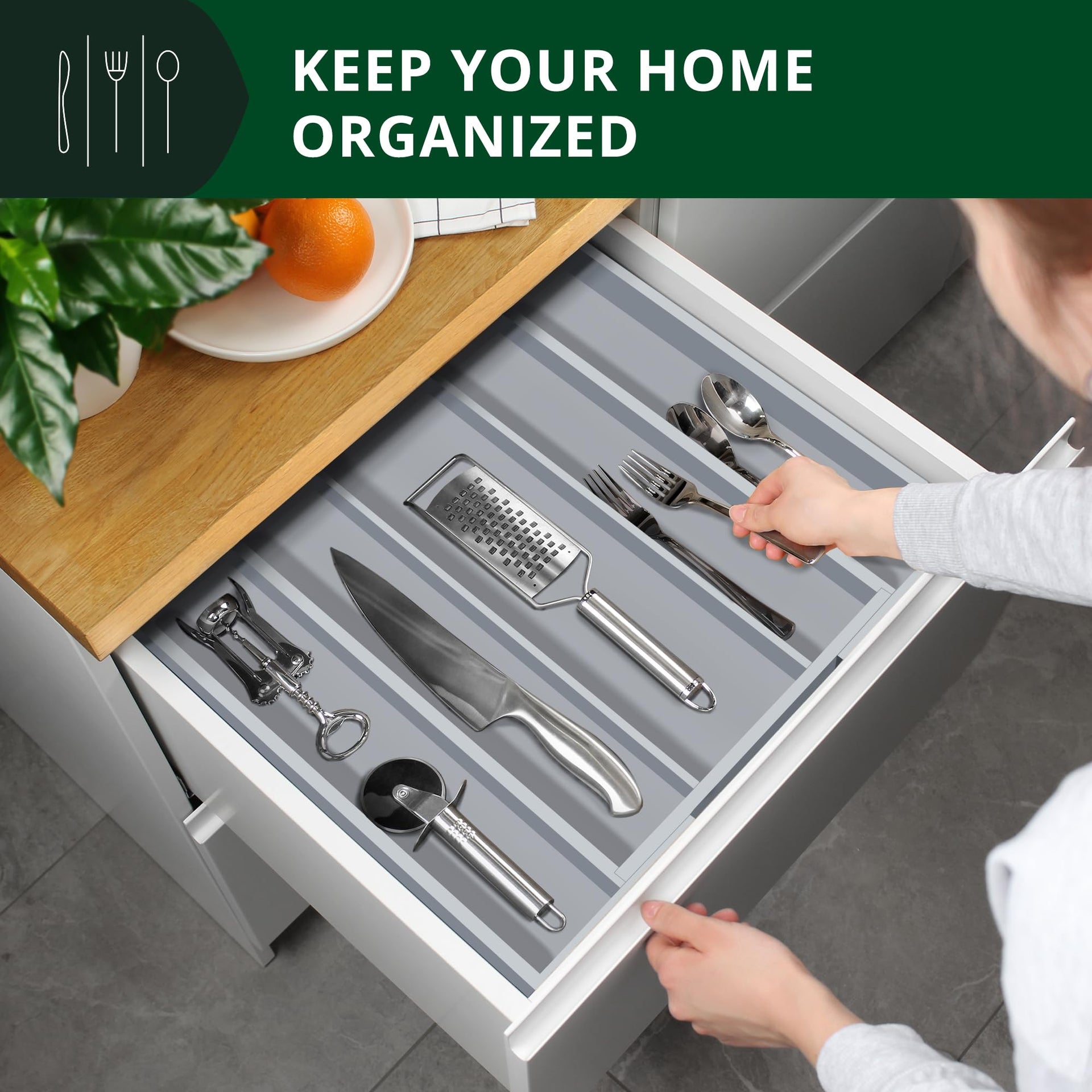 Luxury Bamboo Kitchen Drawer Organizer