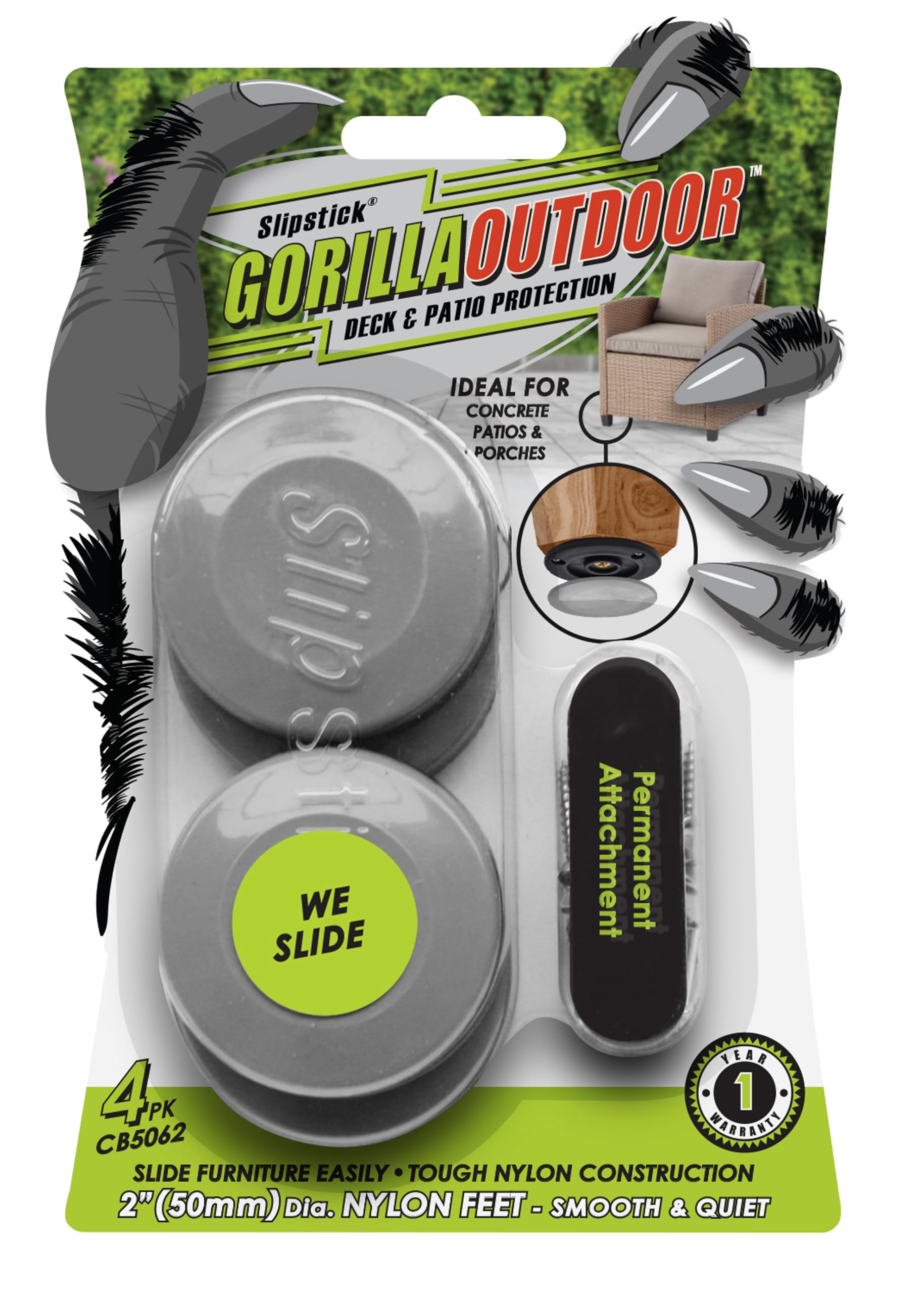 Gorilla Outdoor 2 Inch Furniture Sliders (4 Count)