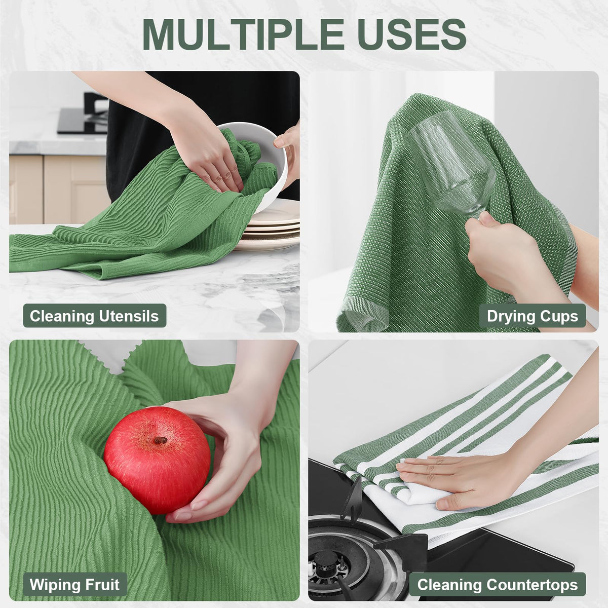 Cotton 380 GSM Premium Kitchen Towels (6 Count)