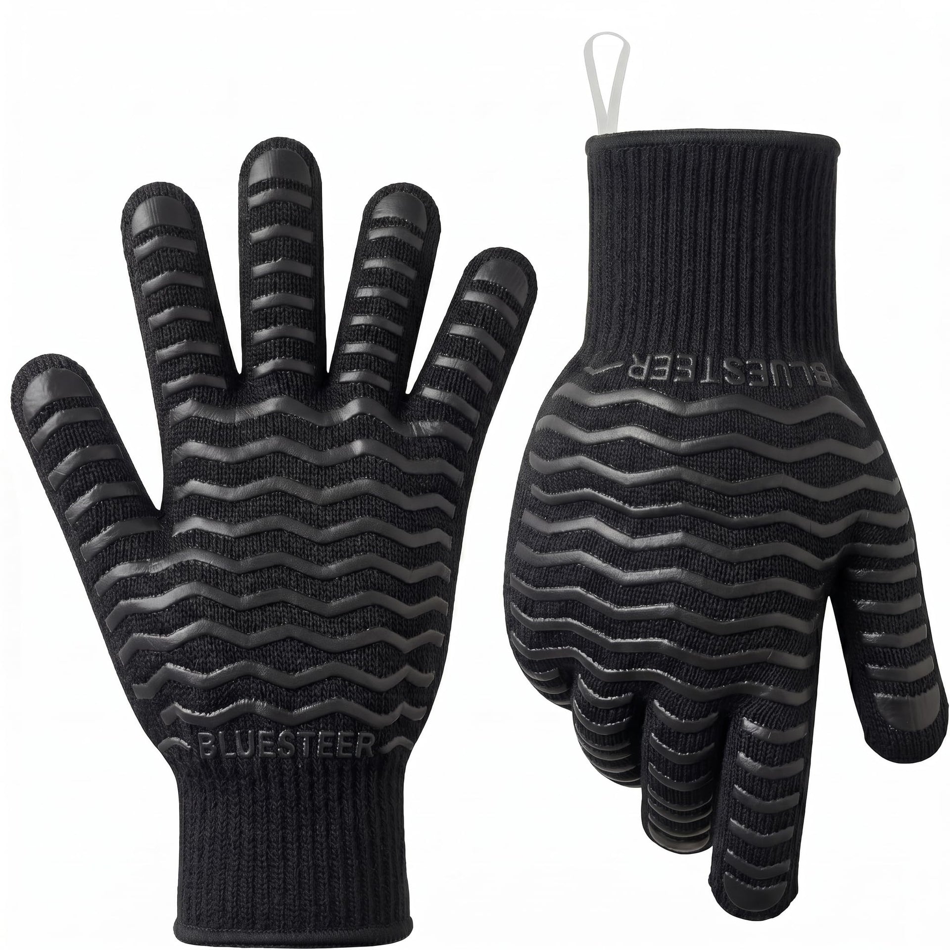 BBQ Gloves 1472°F Heat Resistant Oven Gloves with Fingers Heat Proof Grill Gloves Non (9.6 Ounce)