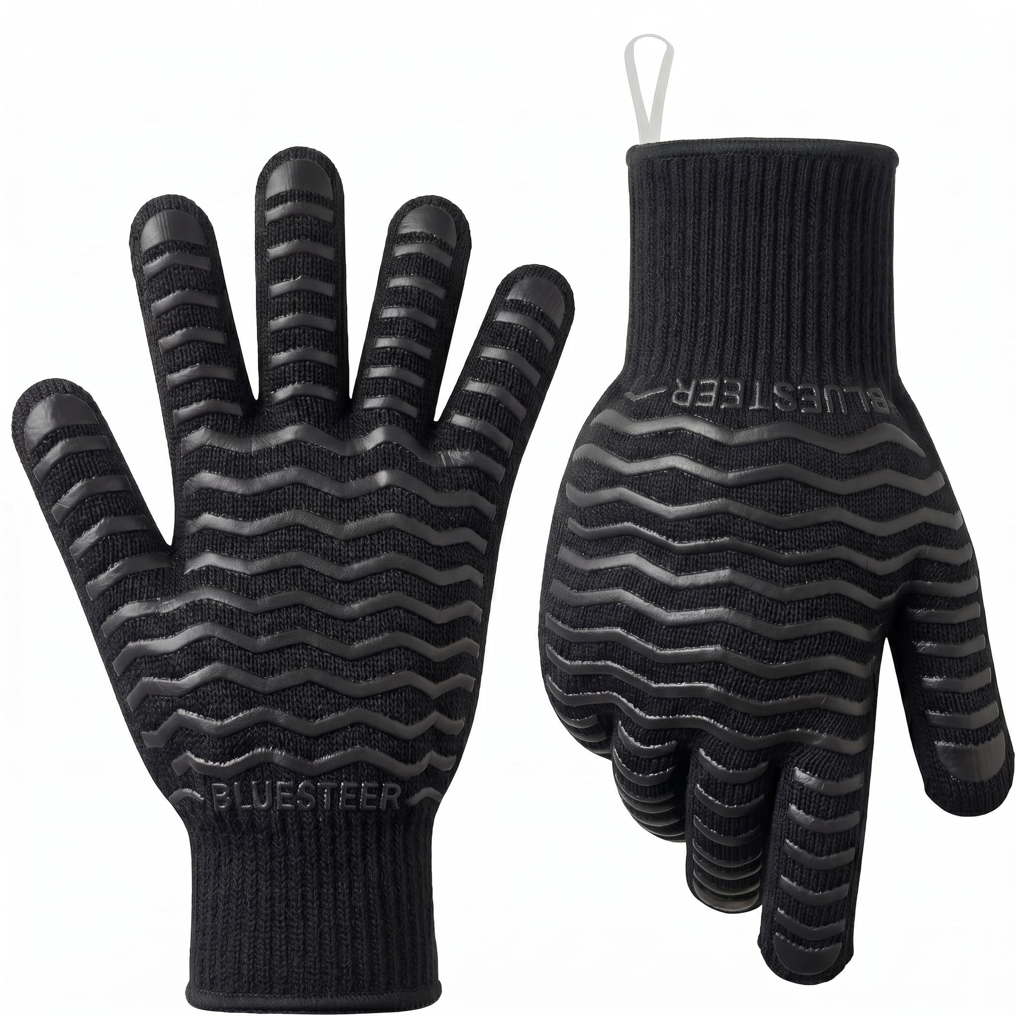 BBQ Gloves 1472°F Heat Resistant Oven Gloves with Fingers Heat Proof Grill Gloves Non (9.6 Ounce)