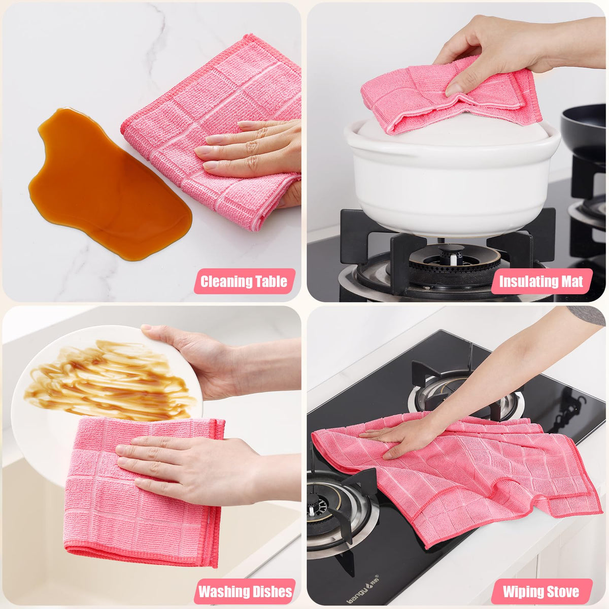 Microfiber Kitchen Towels and Dishcloths Sets (16 Count)