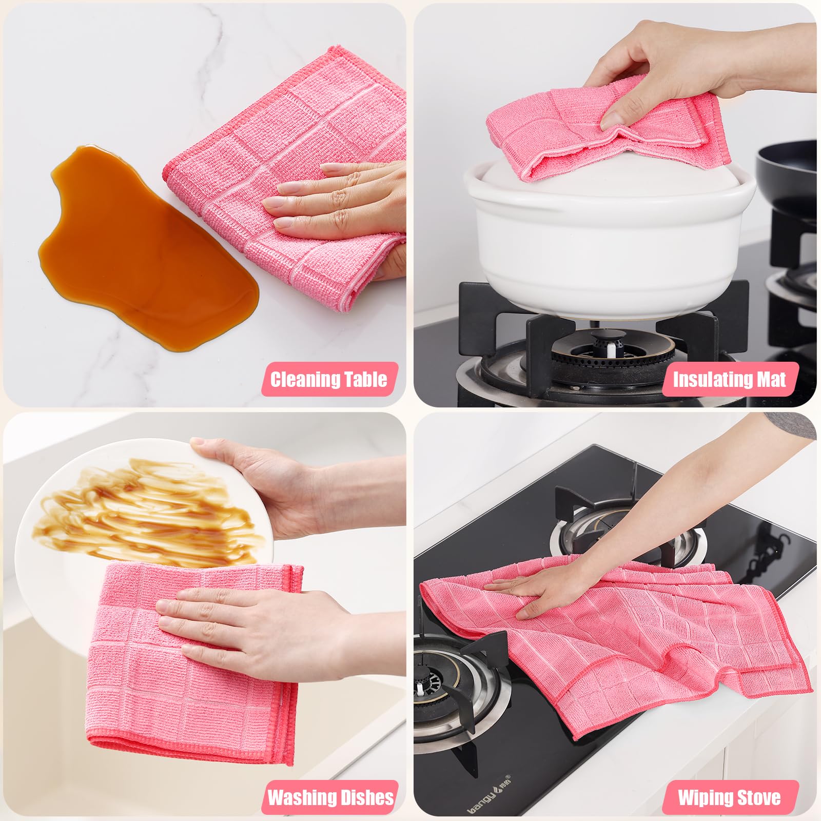 Microfiber Kitchen Towels and Dishcloths Sets (16 Count)