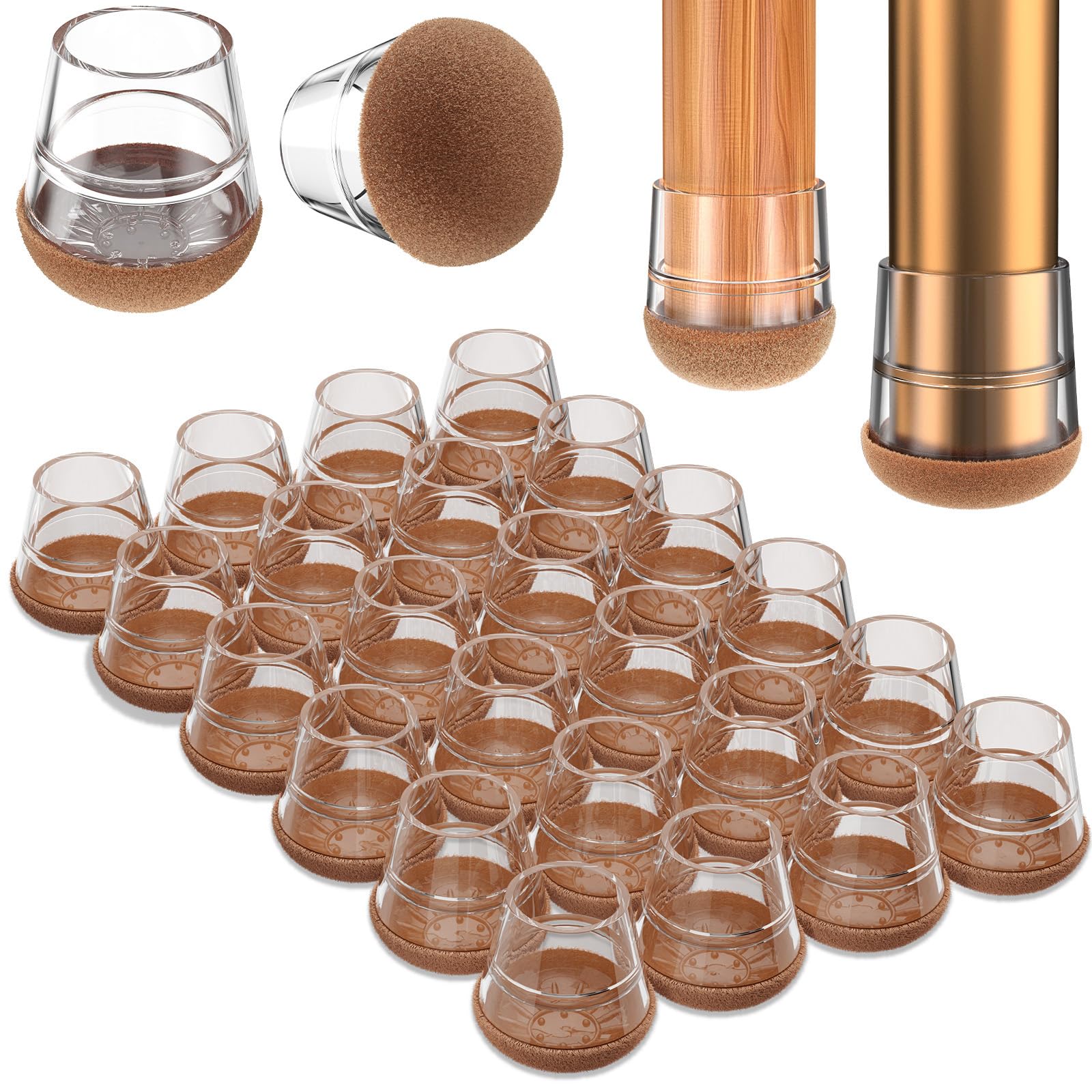 Round Chair Leg Floor Protectors for Hardwood Floors Small 24pcs (24 Count)