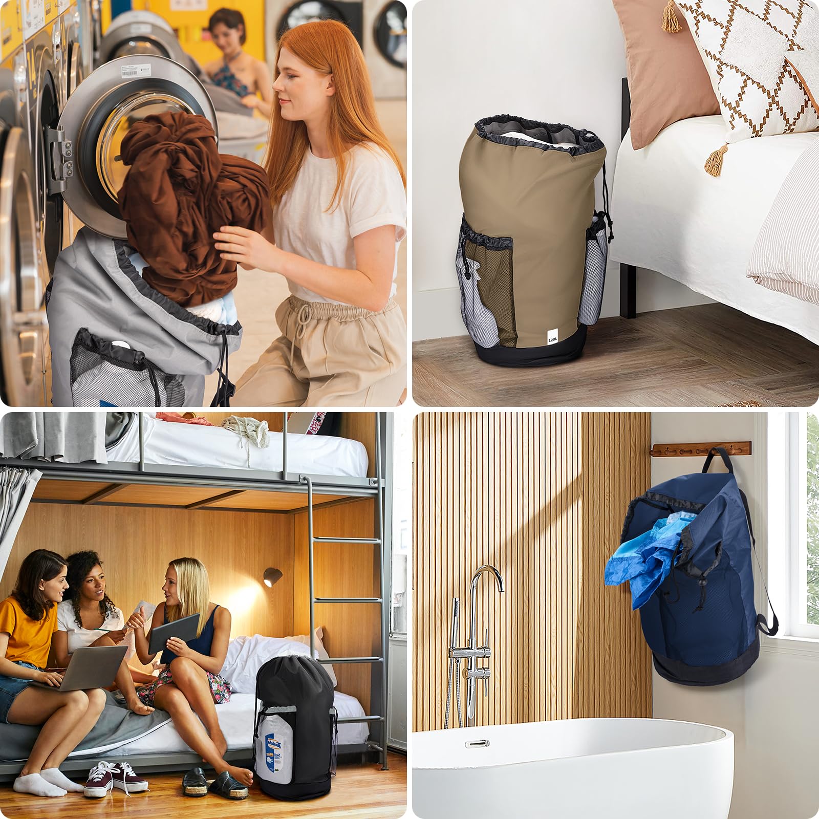 2PK 120L Laundry Bag Backpack (2 Count)
