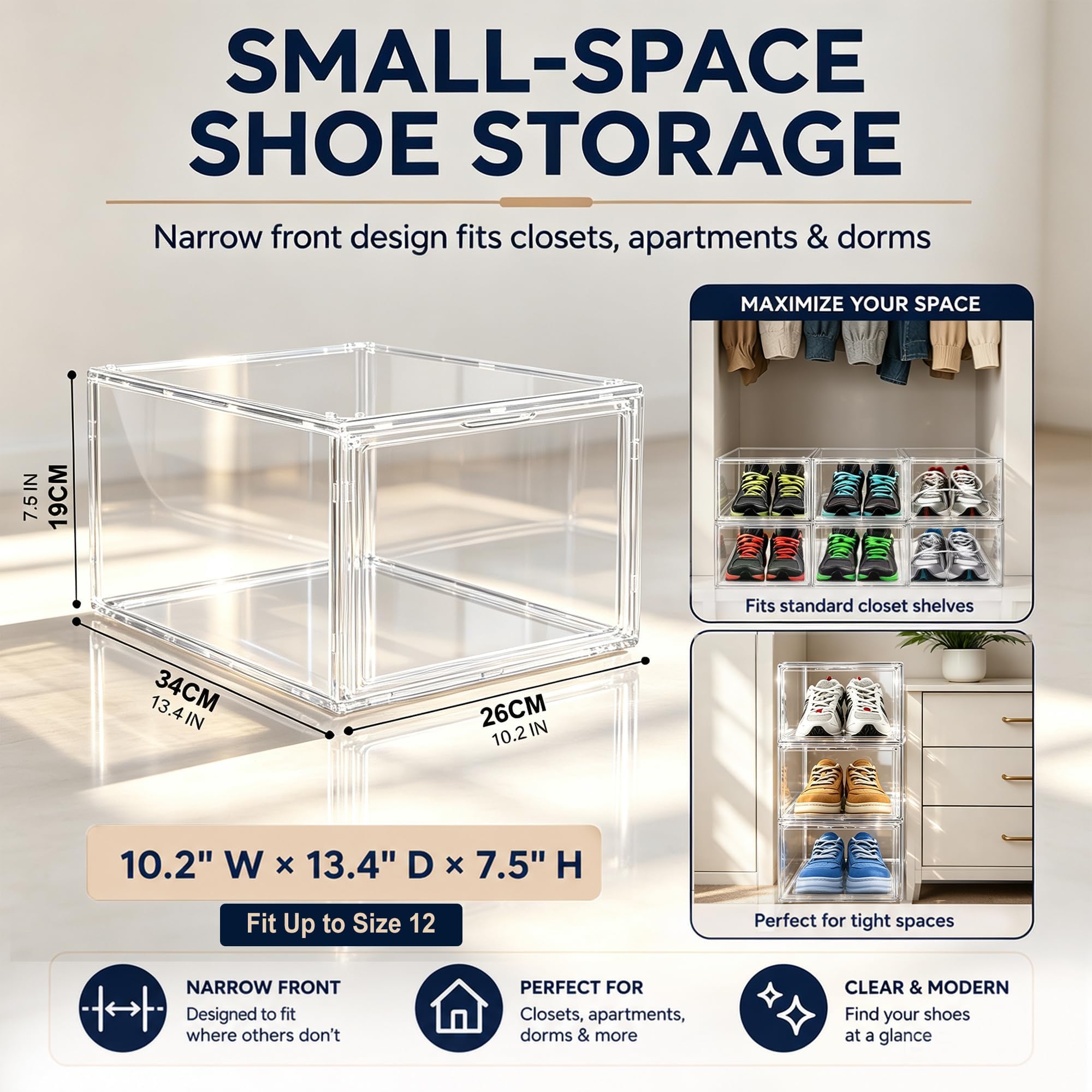 2 Pack Clear Acrylic Shoe Boxes Fit Size 12 (2 Count)