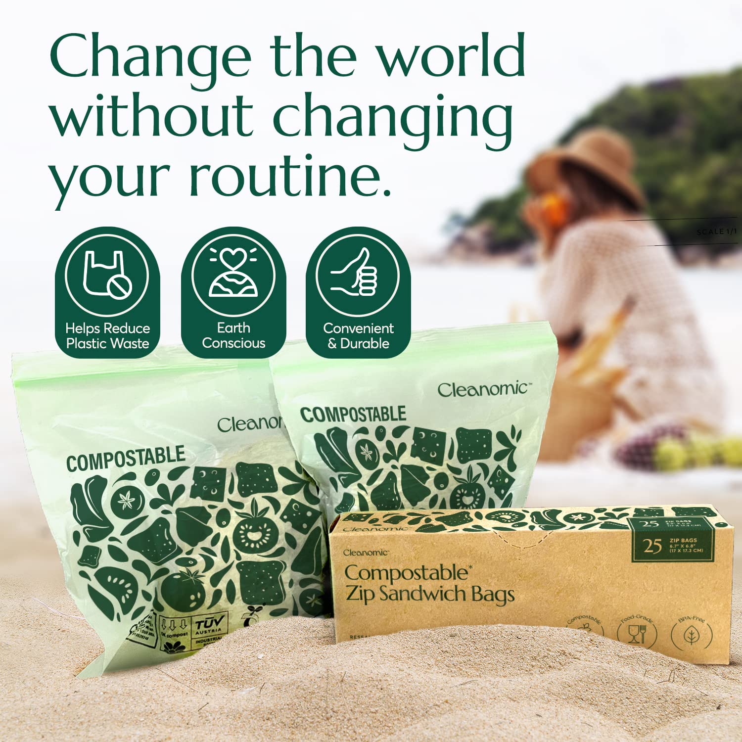 Compostable* Sandwich Size Food Storage Bags (25 Count)