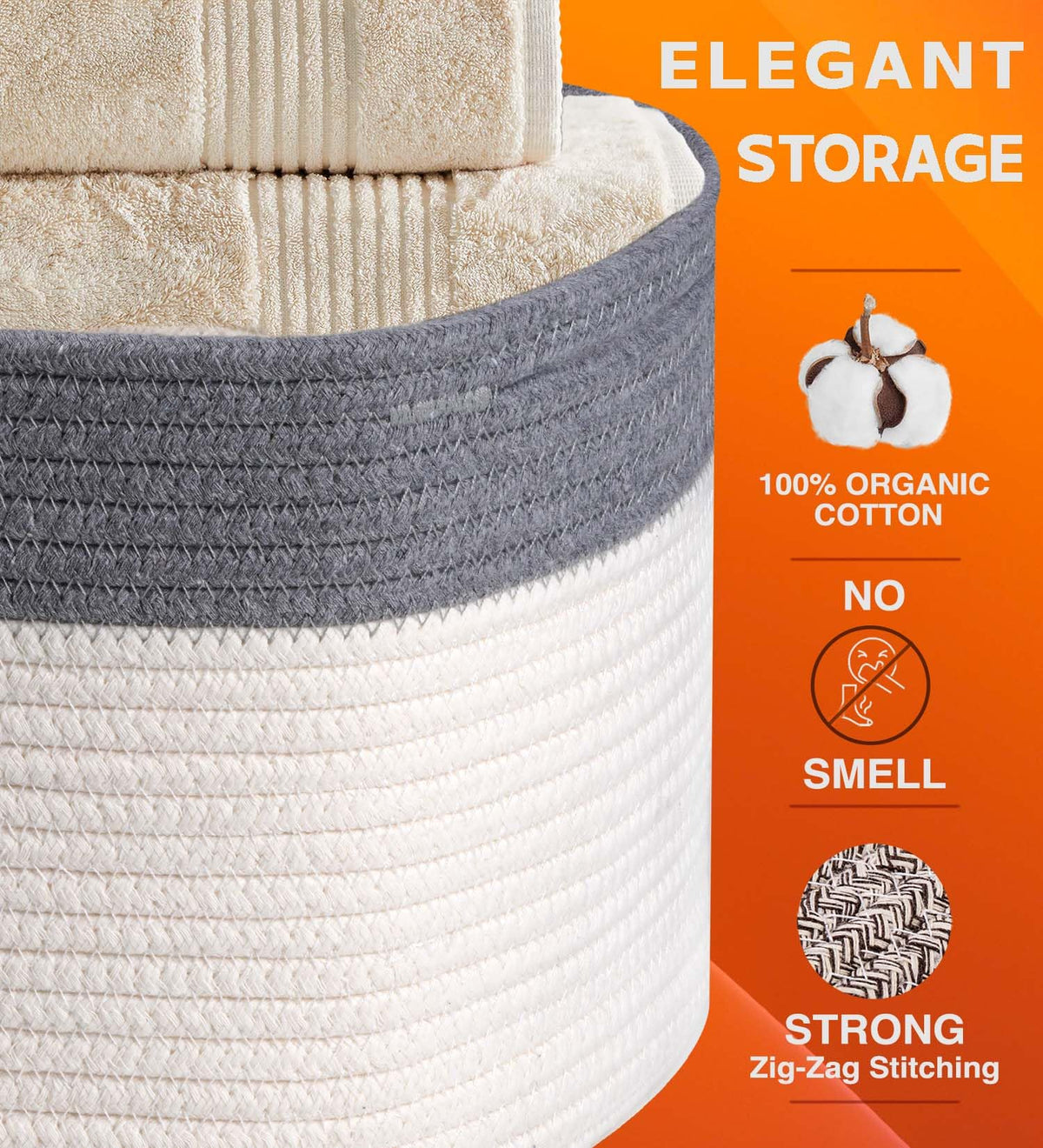 Cotton Rope Baskets for Organizing (3 Count)