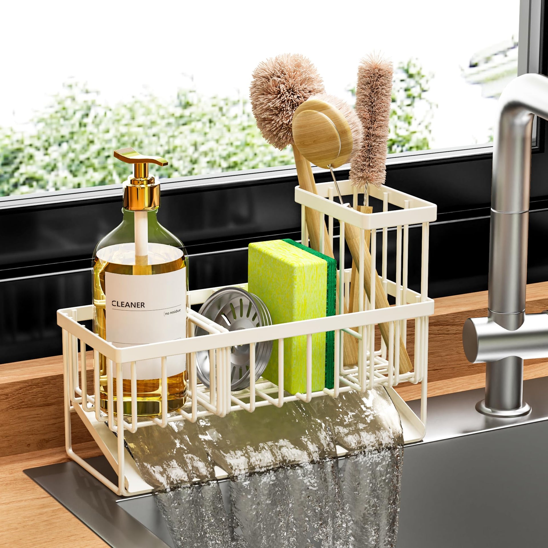 Off White Sponge Holder for Kitchen Sink