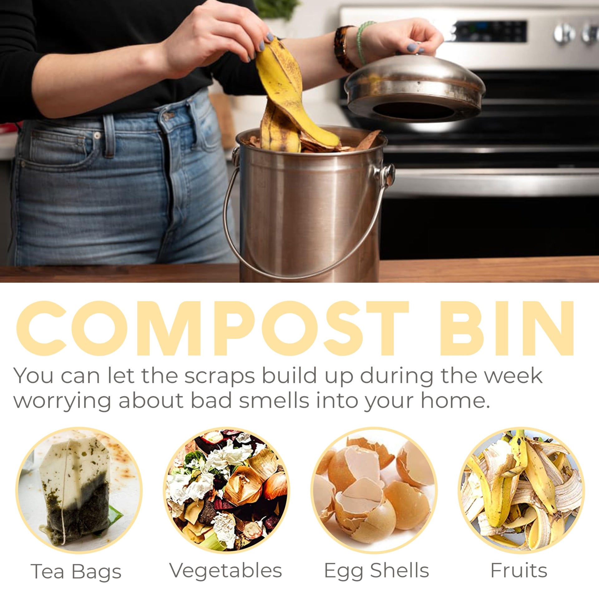 Kitchen Compost Bin for Kicthen Countertops