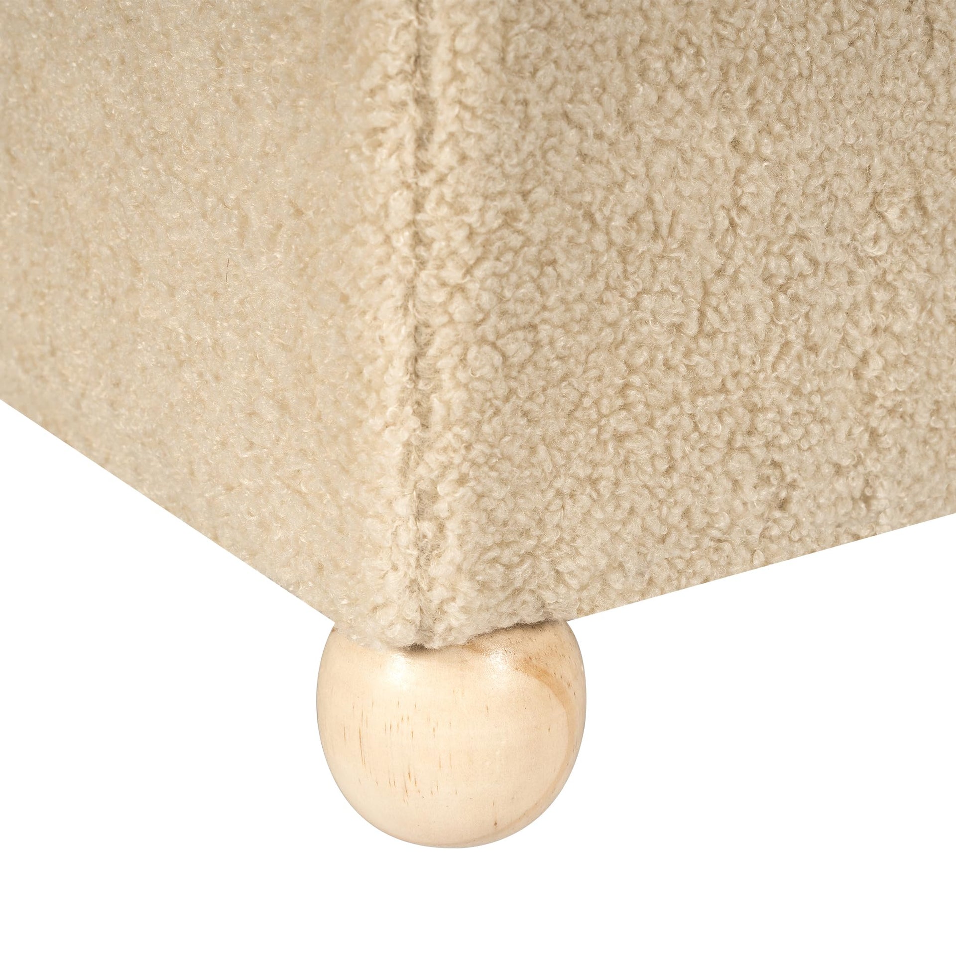 17.3" Modern Oatmeal Teddy Velvet Storage Ottoman