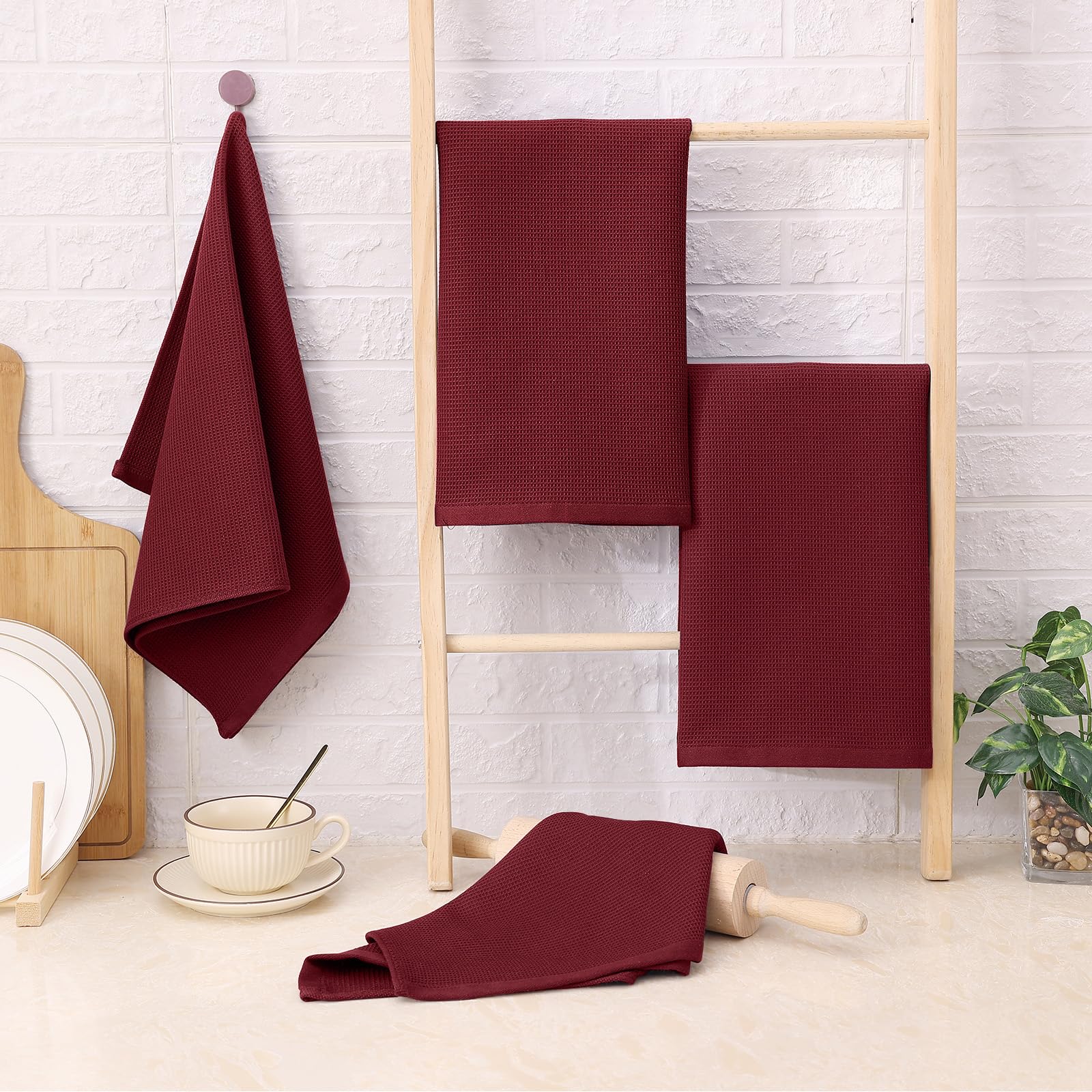 100% Cotton Waffle Weave Kitchen Towels (4 Count)