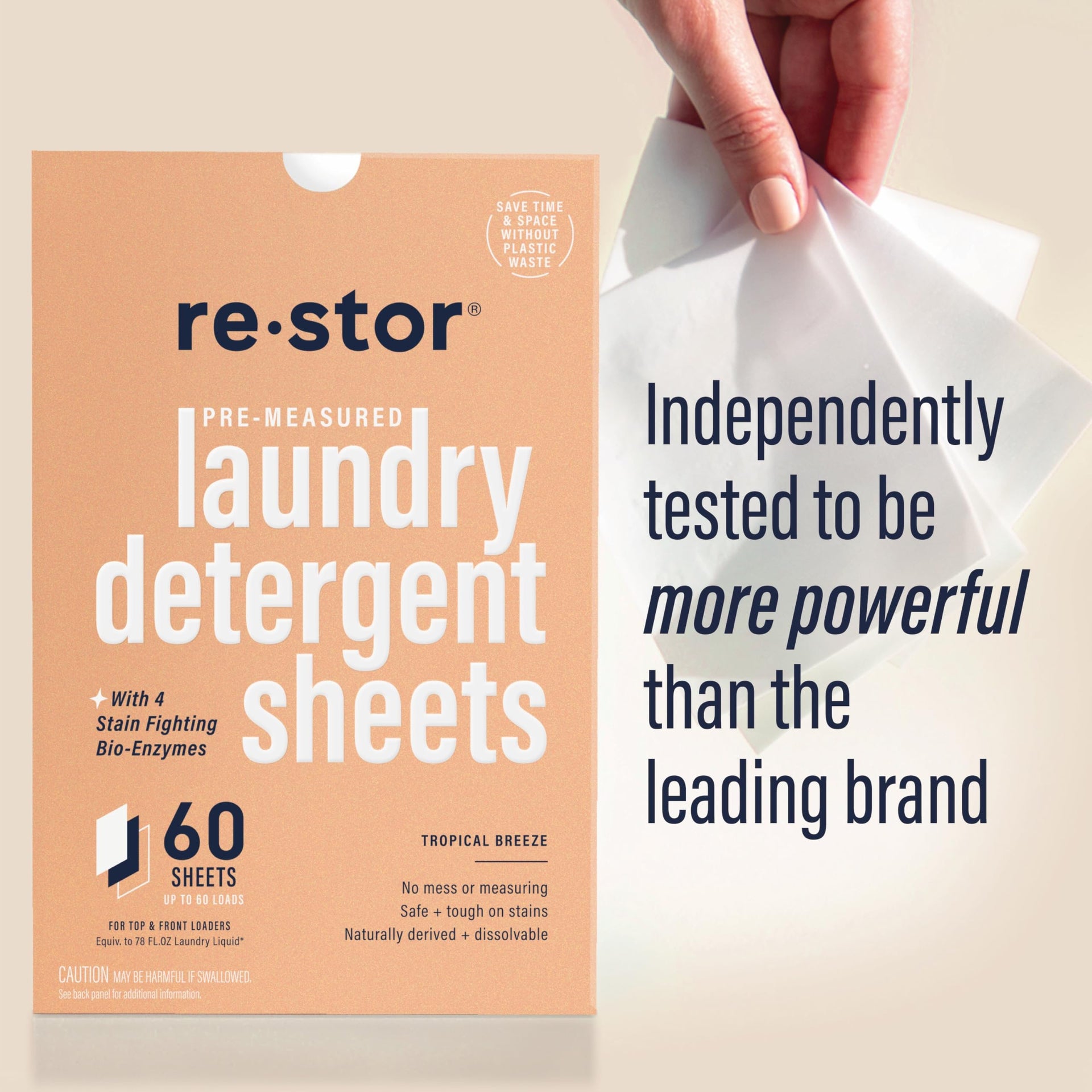 restor Laundry Detergent Sheets Tropical Breeze 60 Loads (60 Count)