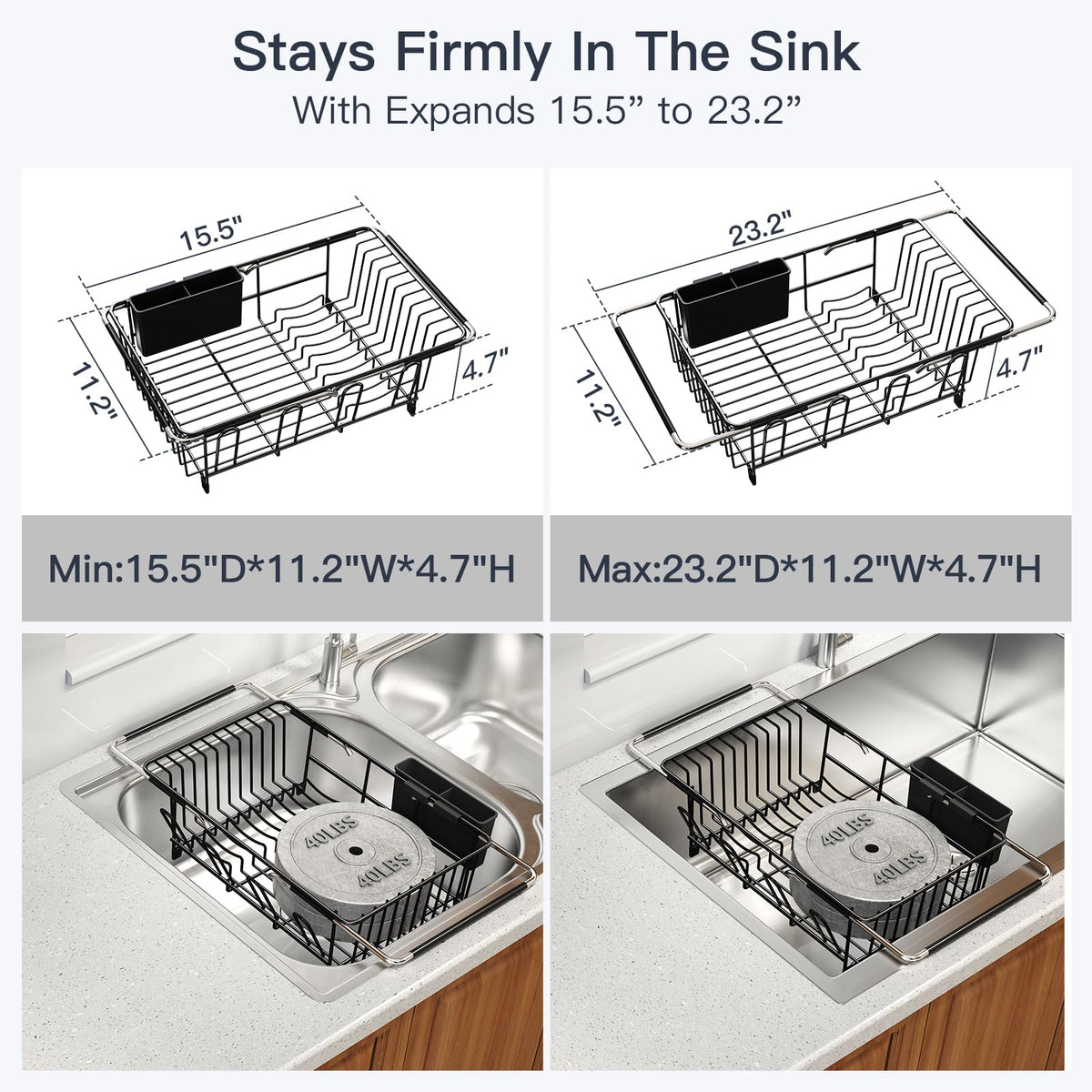 Dish Drying Rack Over The Sink with Utensil Holder