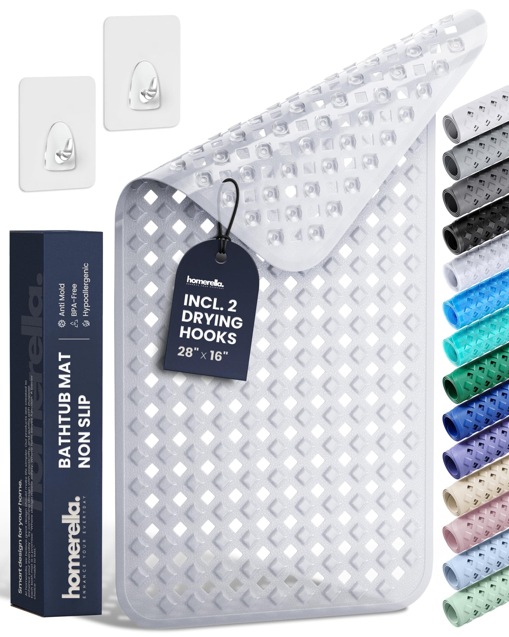 Bathtub Mat Non Slip 28x16 Shower Mat Non Slip Anti Mold BPA Free