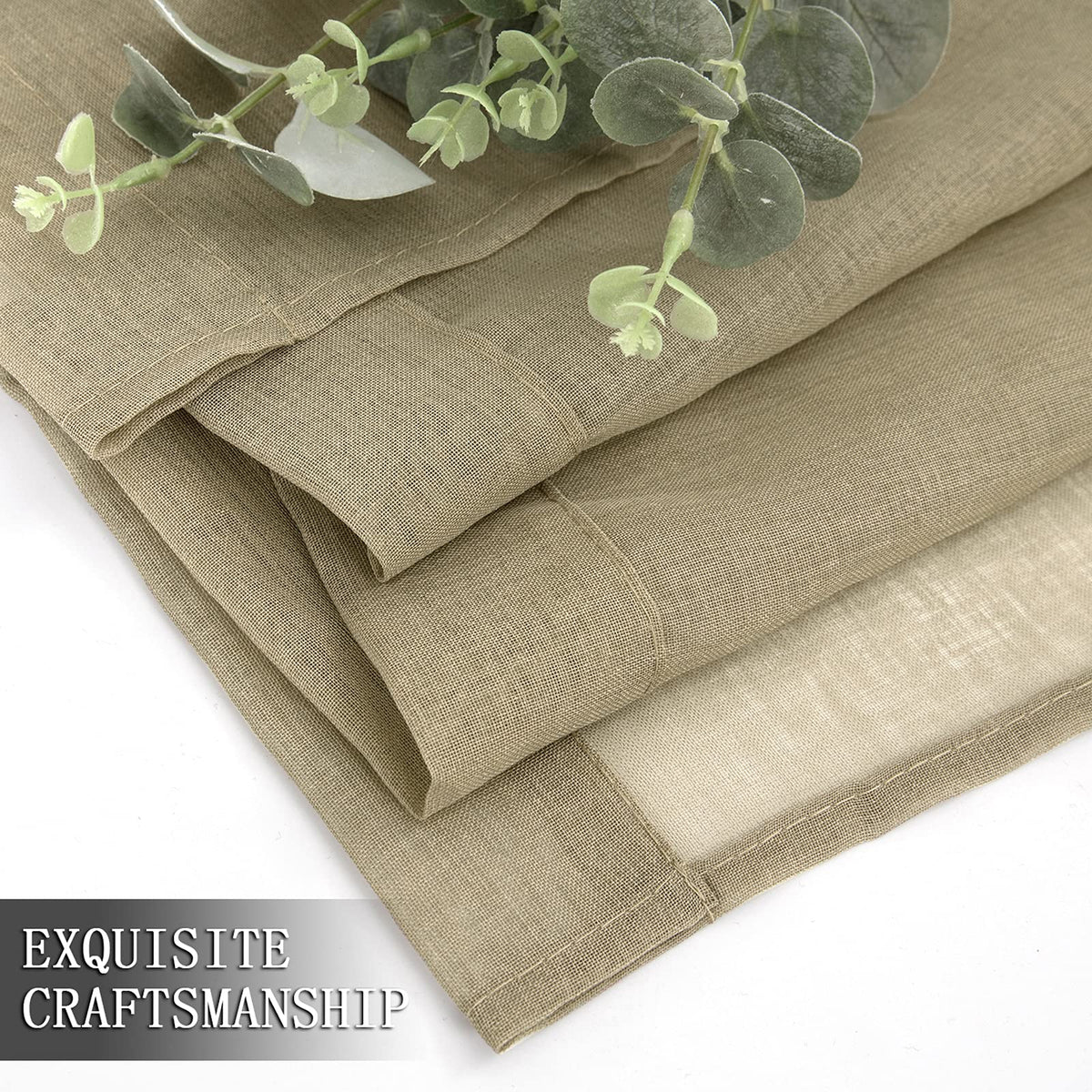Sheer Curtains Bedroom Linen Textured Curtain Sheers Light Filtering Voile Rod Pocket Curtains for Living Room (2 Count)