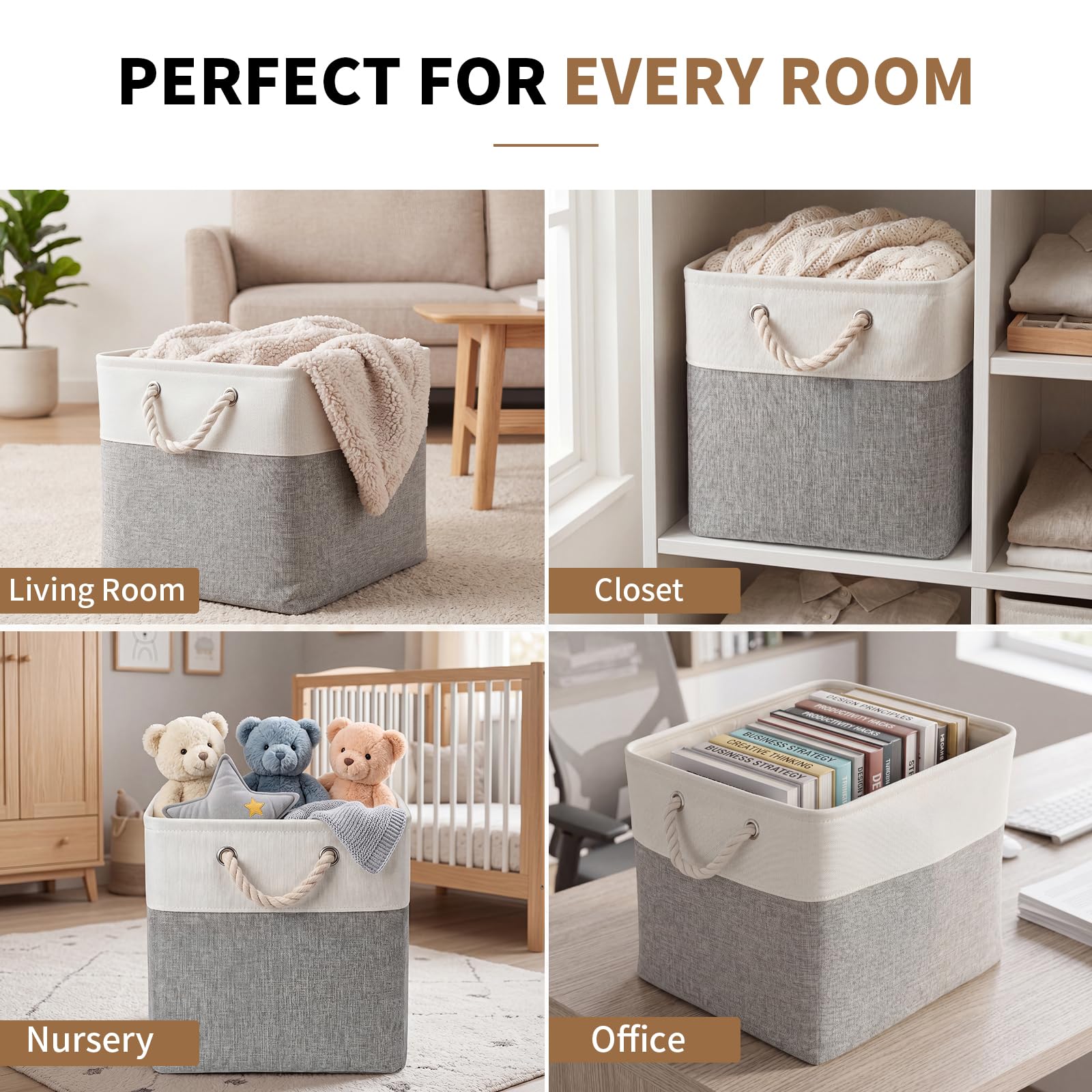 13×15×13 Inch Foldable Fabric Storage Basket with Handles (6 Count)