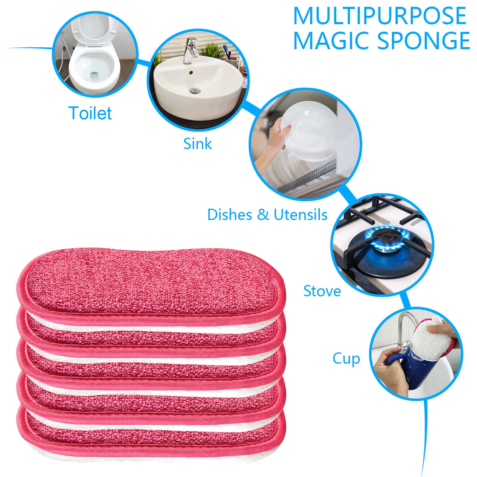 Kitchen Dish Sponge Scrubber Non Scratch (5 Count)