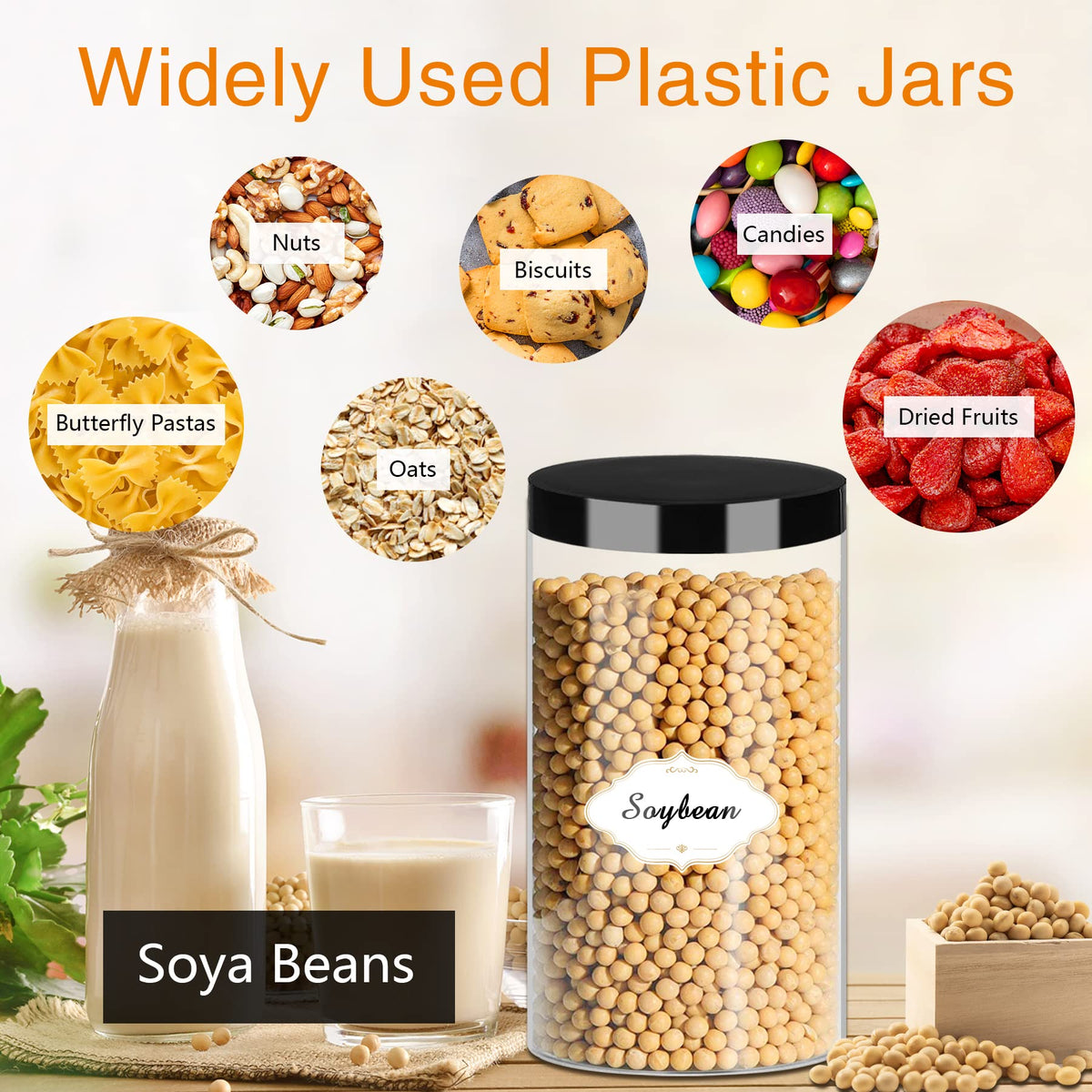32 OZ Plastic Jars with Lids (16 Count)
