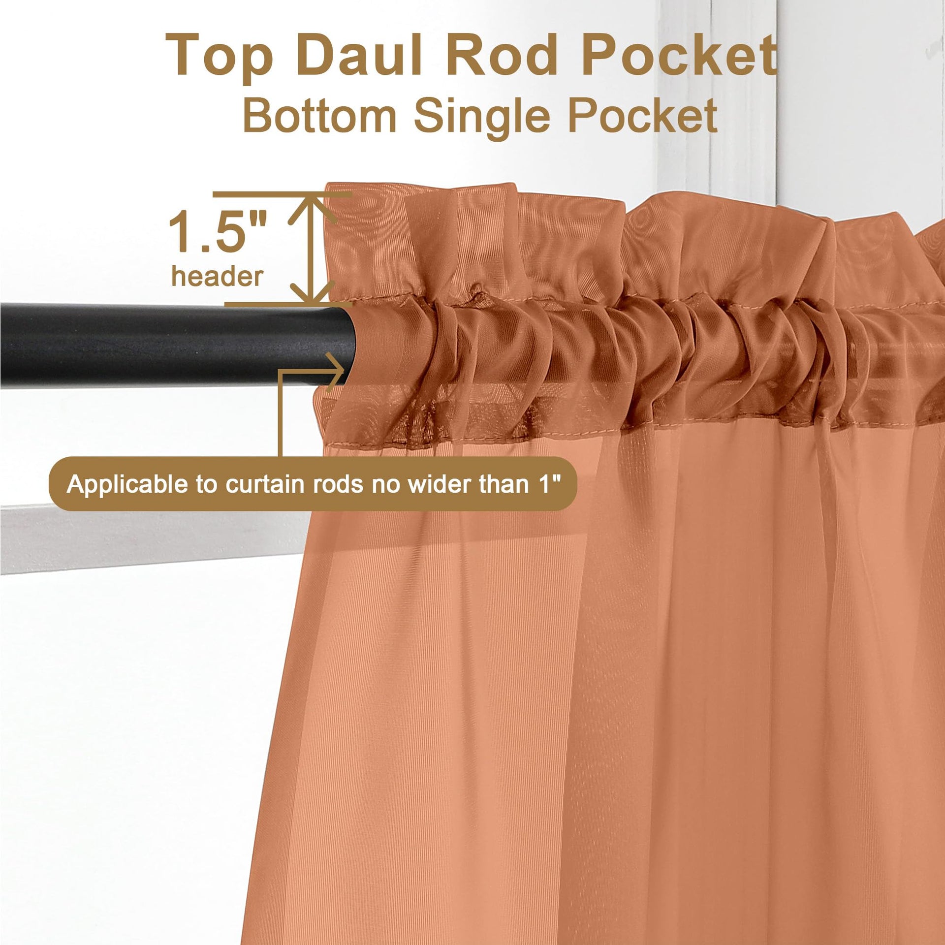 Sheer Curtains 63 Inch Length 2 Panels (2 Count)