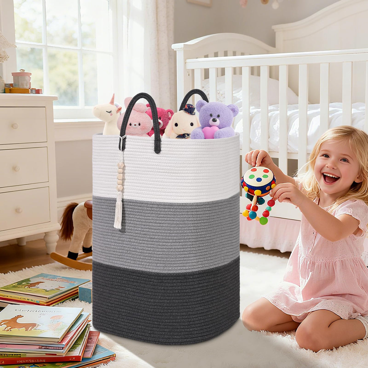 Woven Laundry Basket for Clothes (33.814 Fl Oz)