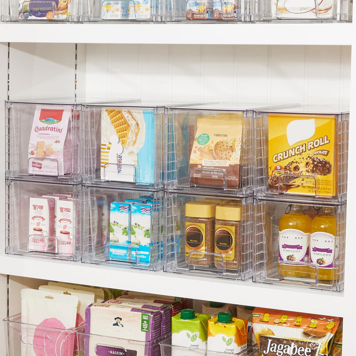 4 Pack Stackable Clear Pantry Storage Drawers (2 Count)