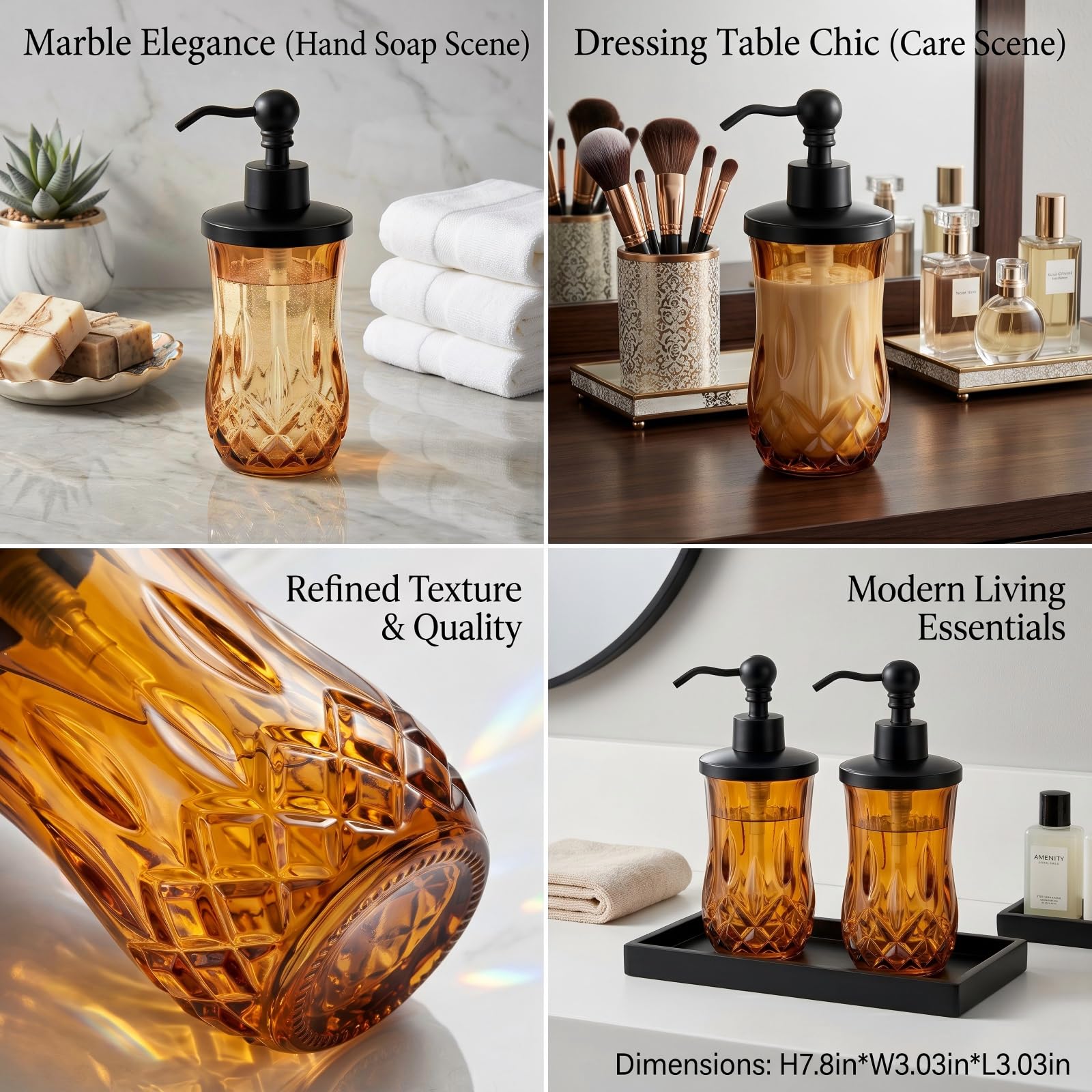 2 Pack 9Oz Amber Soap Dispenser (2 Count)