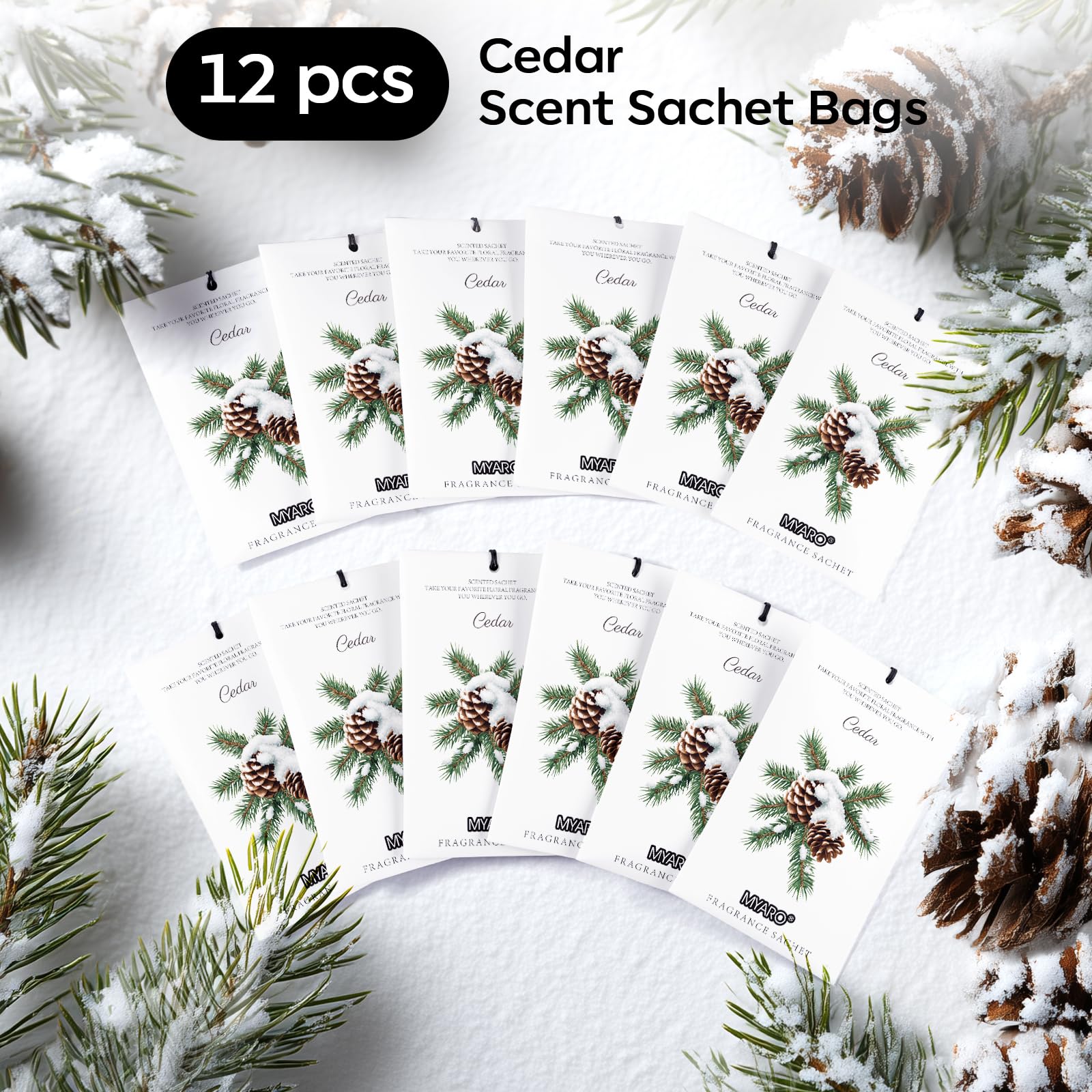 12 Pack Cedarwood Scented Sachets (12 Count)