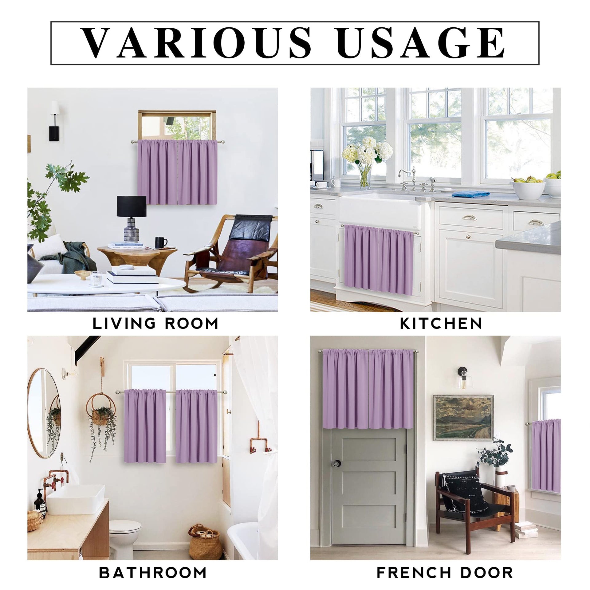 Bedroom Curtains Solid Blackout Panels Rod Pocket Thermal Insulated Window Drapes for Living Room (2 Count)