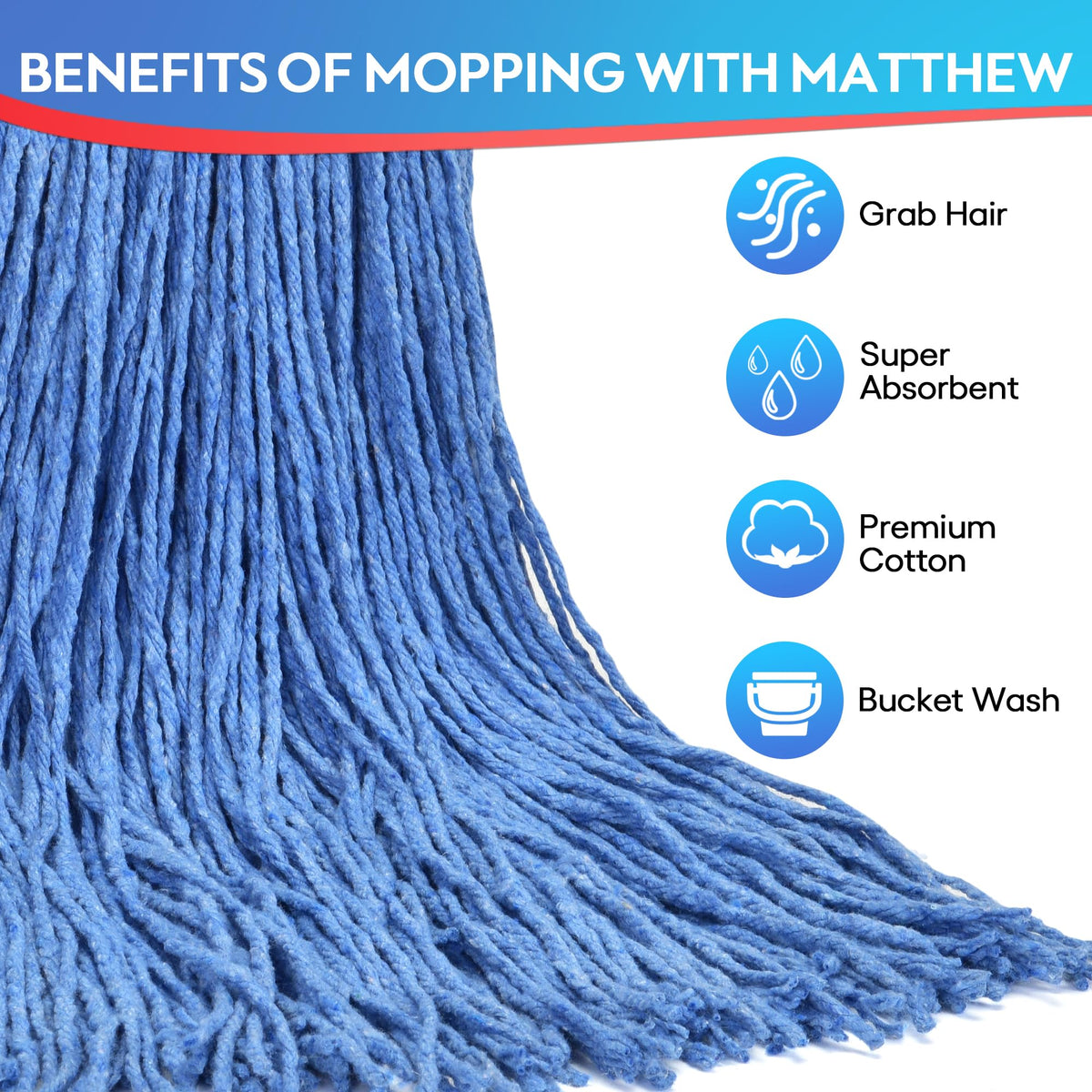 Matthew Cleaning 16oz 6Pack Cotton Floor Mop (6 Count) - ModHome Supplies