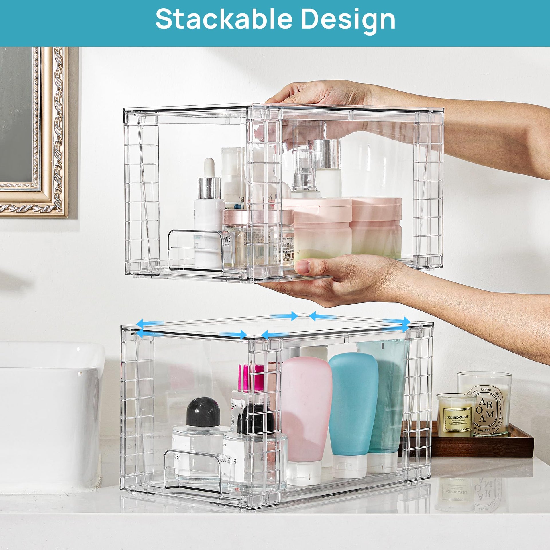 6 Pack Large Stackable Storage Drawers (6 Count)