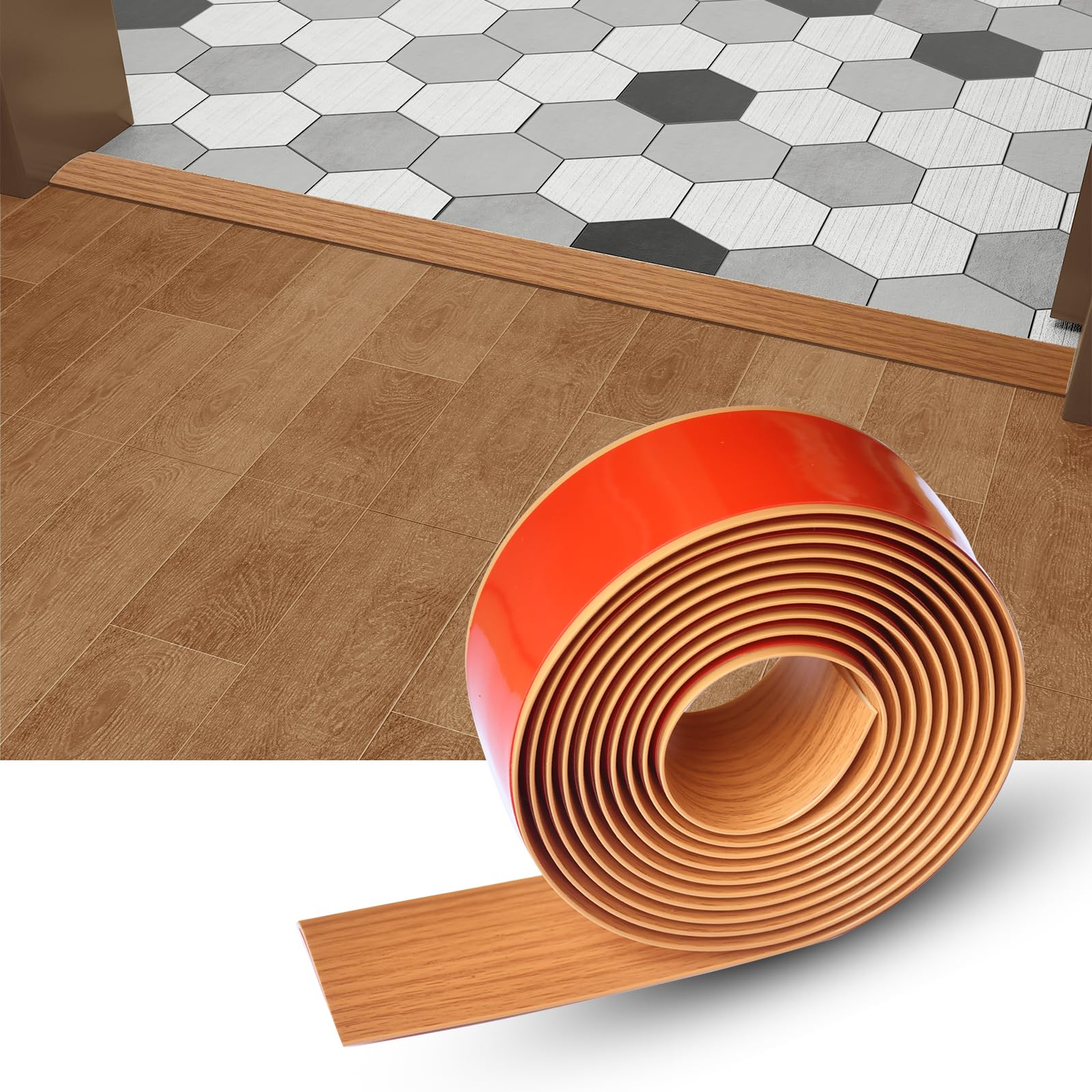 Floor Door Flat Transition Strip & Self Adhesive Floor Vinyl Floor Edge Trim Laminate Floor Gap Covering Joining Strip