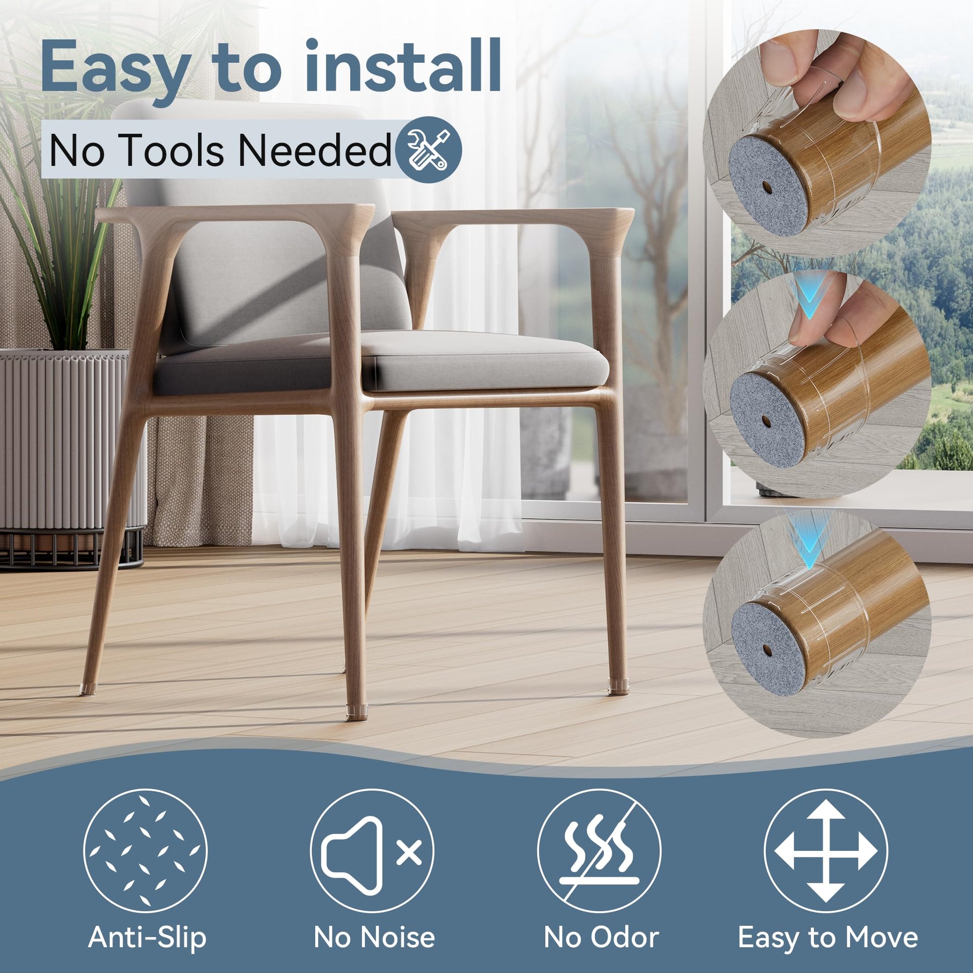 24PCS Silicone Chair Leg Floor Protectors for Hardwood Floors (24 Count)