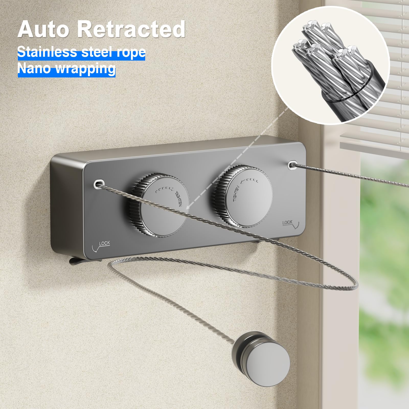 Retractable Twin Clothesline Indoor (27.6 Foot)