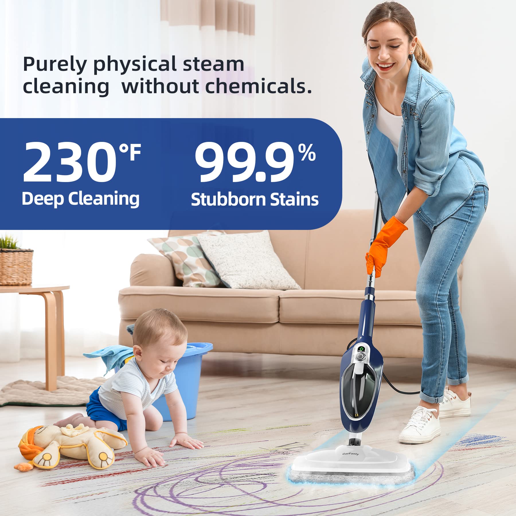 Steam Mop - 10-in-1 Floor Steamer MultiPurpose Steam Cleaner