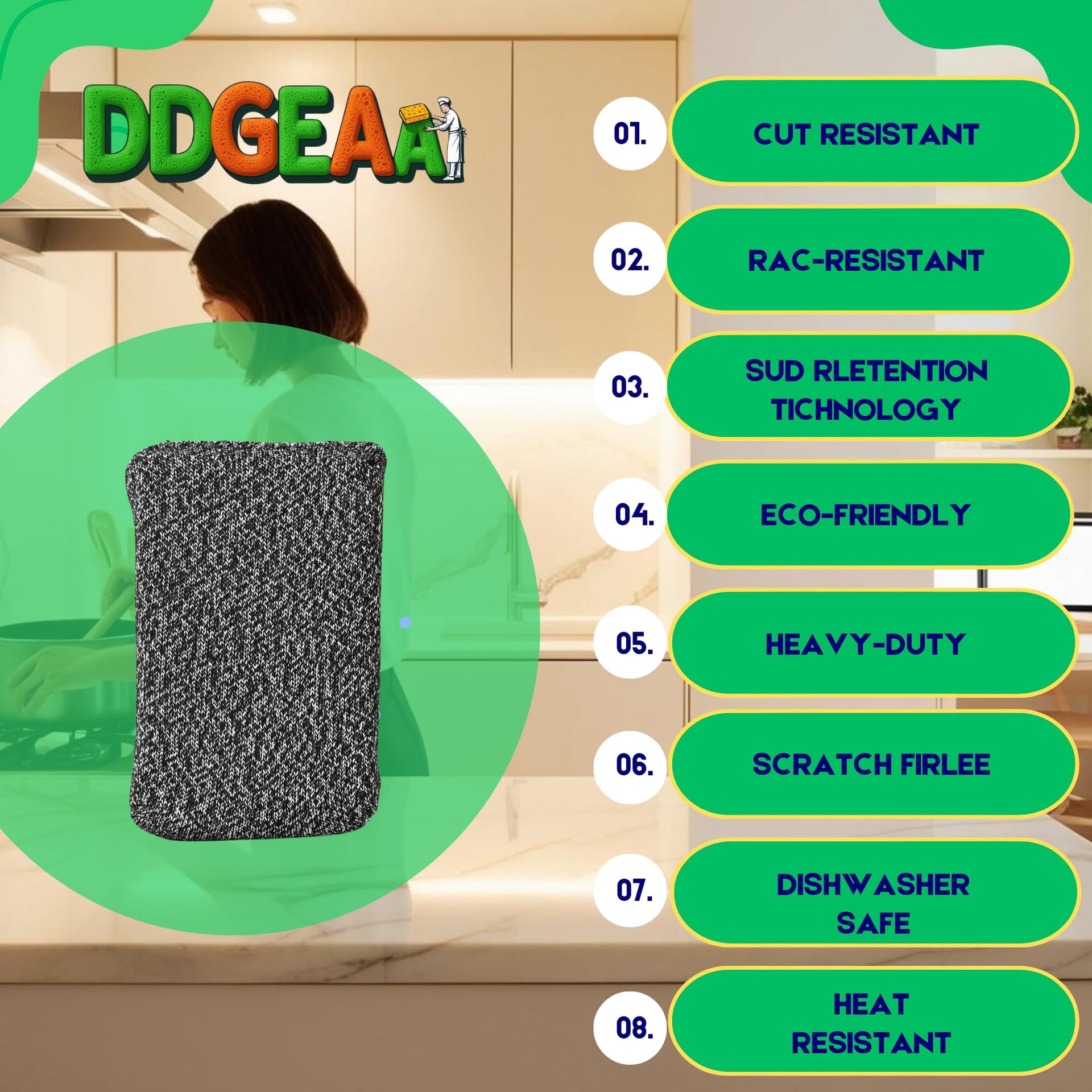 Heavy Duty Kitchen Sponges (4 Count)