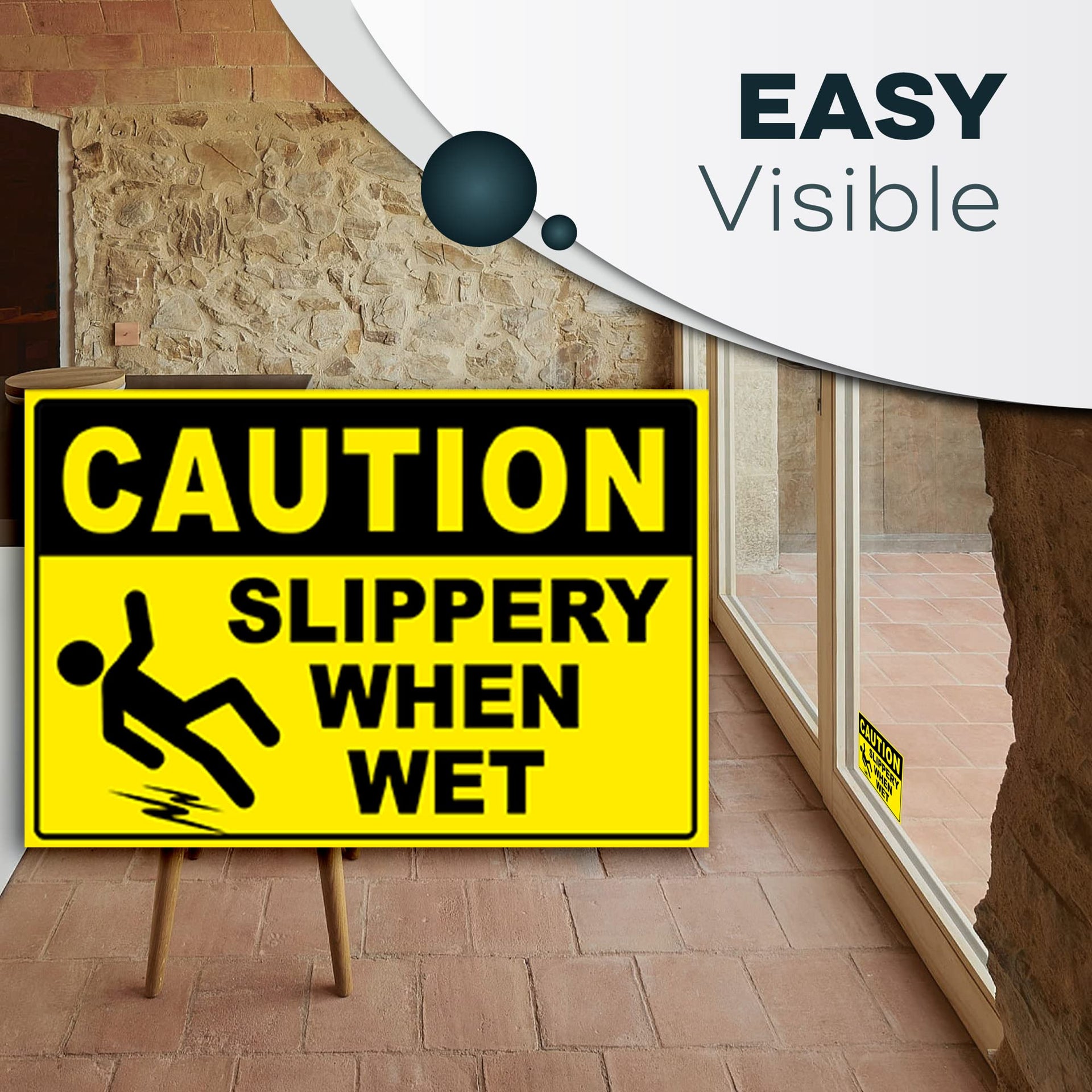 Caution Slippery When Wet Stickers (3 Count)