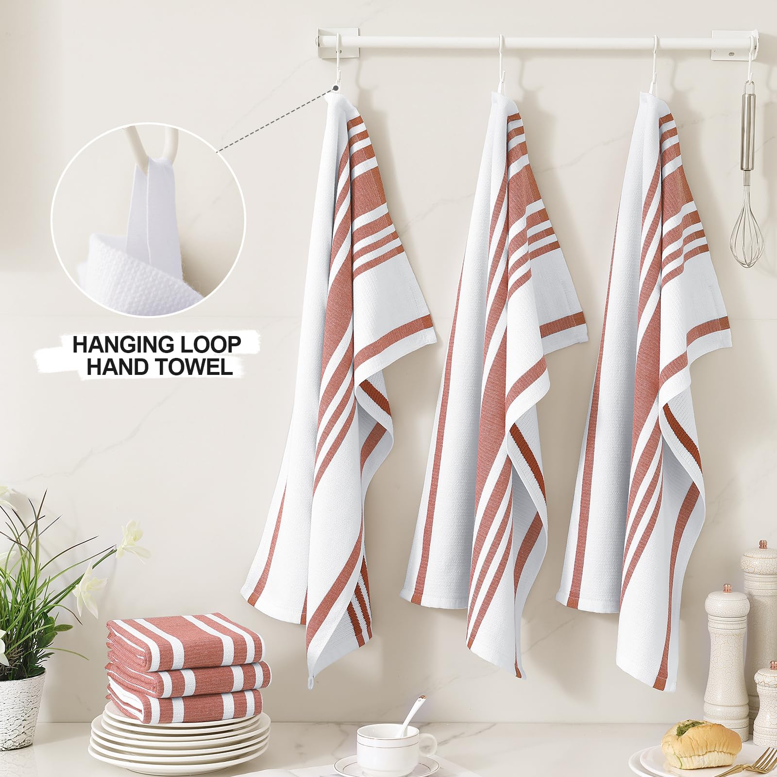 Premium Cotton Stripe Kitchen Towels 6 Pack (6 Count)