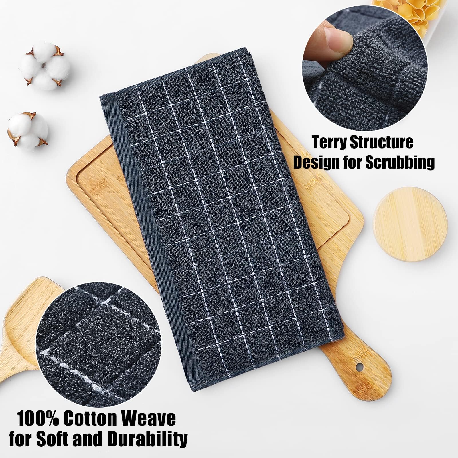 100% Cotton Terry Kitchen Dish Cloths (12 Count)