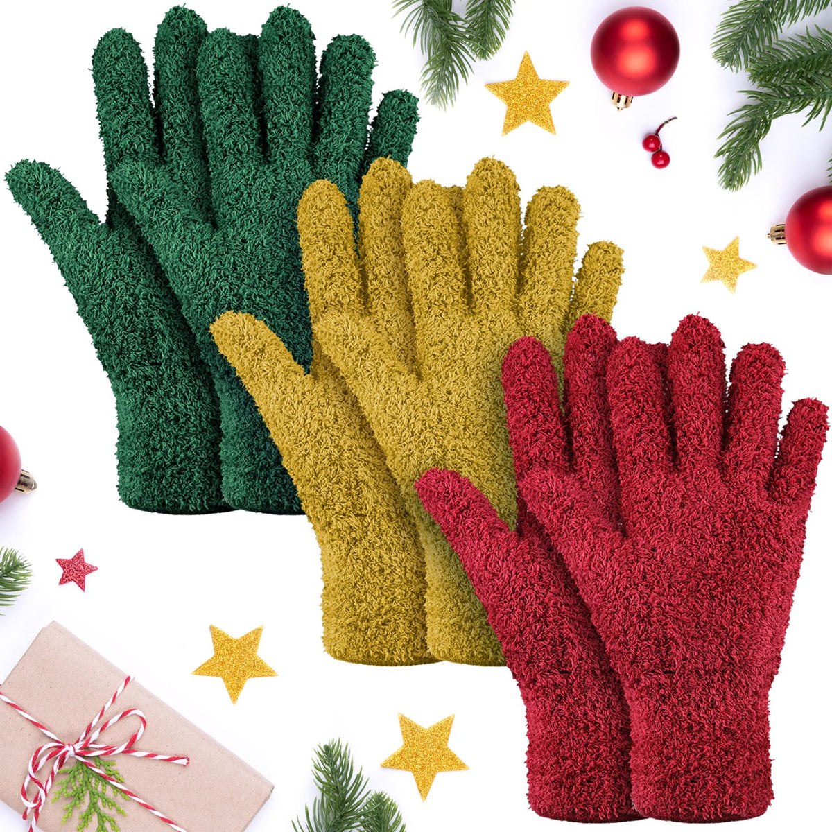 3 Pairs Microfiber Dusting Gloves for Plants Leaf (3 Count)