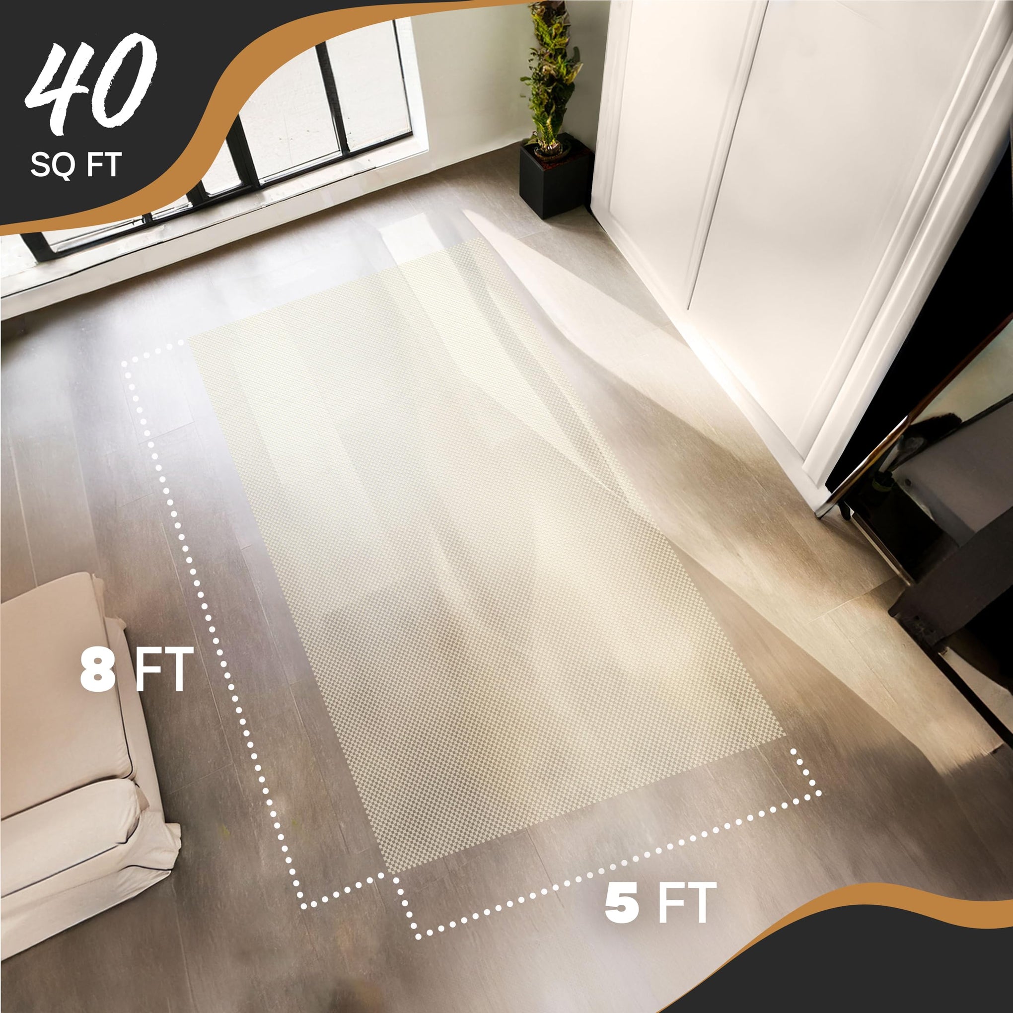 5'x8' Anti Skid Rug Gripper for Hardwood Floors & Other Surfaces (40 Sq Ft)