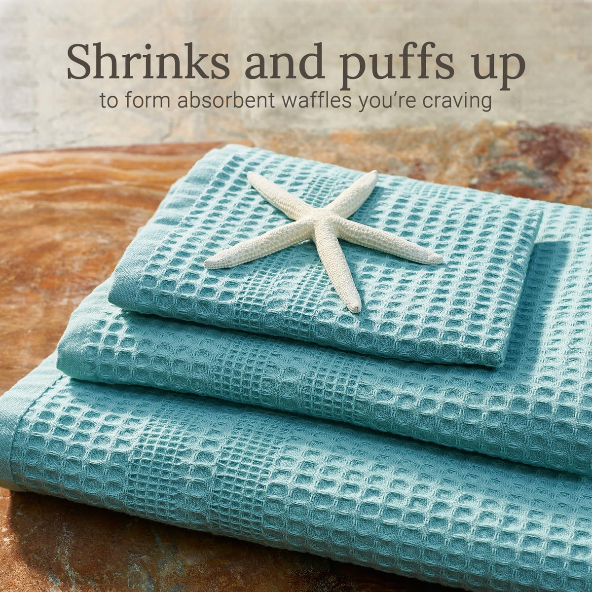 Waffle Towels Wash Cloths for Showering (4 Count)