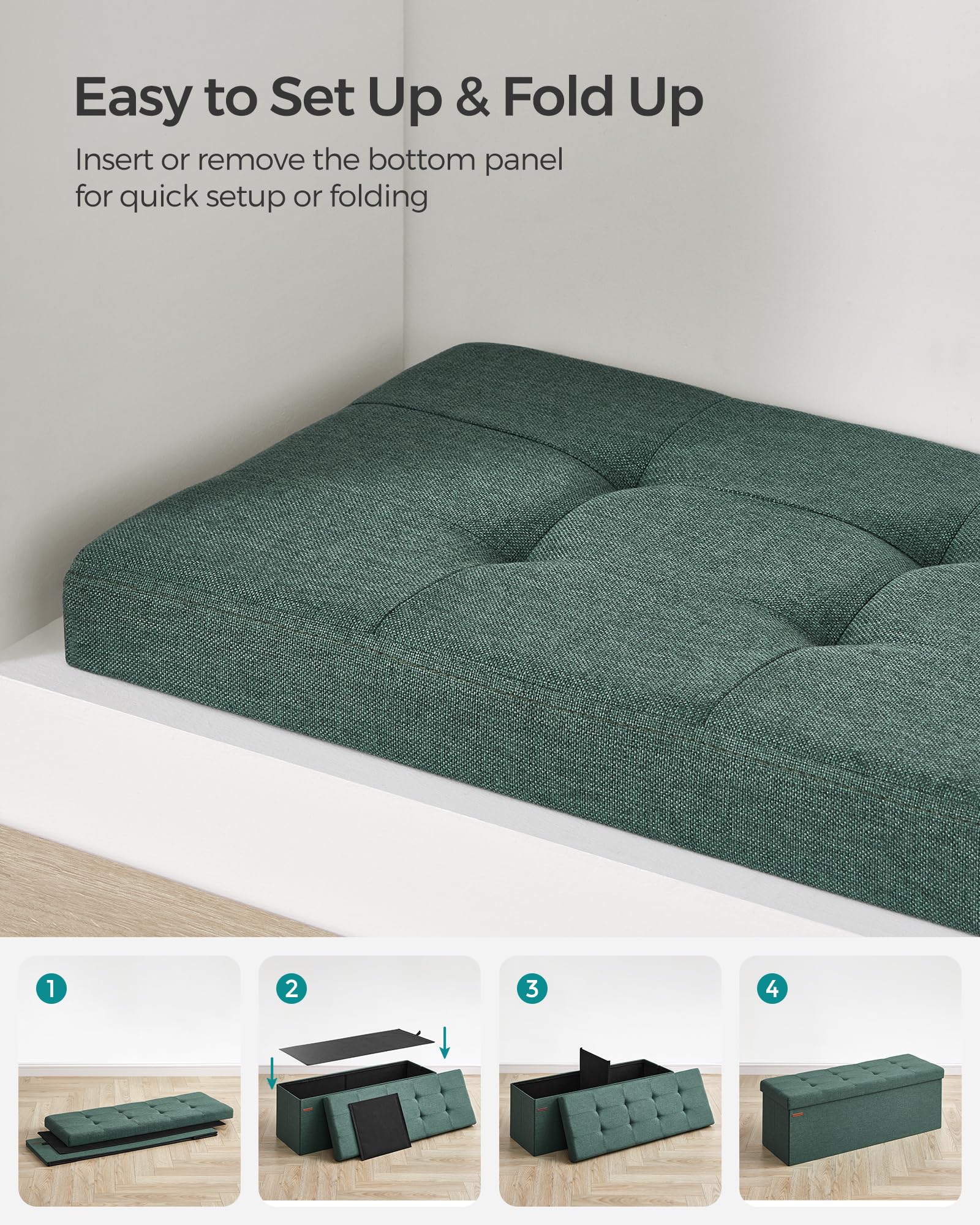 43.3 Inches Folding Storage Ottoman Bench