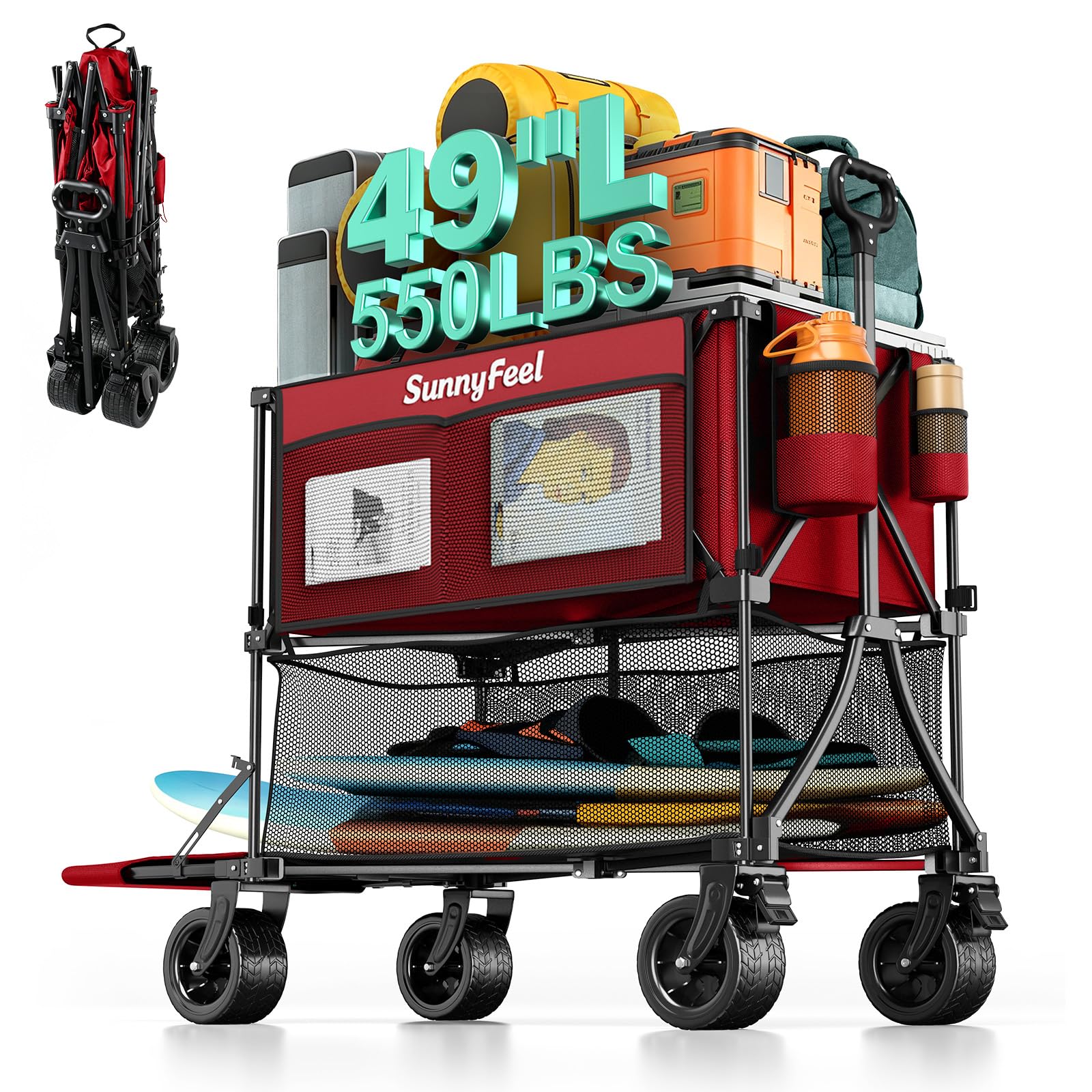 400L Double Decker Wagon Cart with Brakes