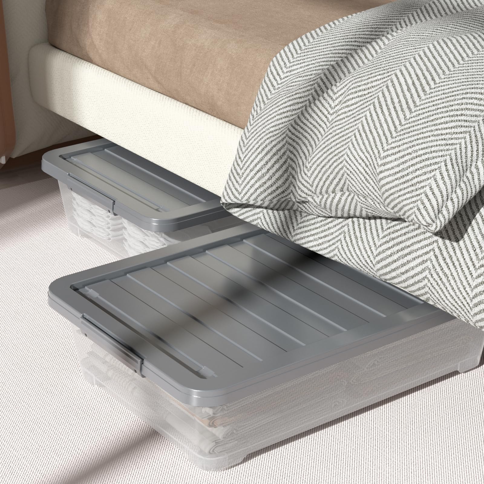 3 Packs Large Clear Wheeled Latching Box (3 Count)