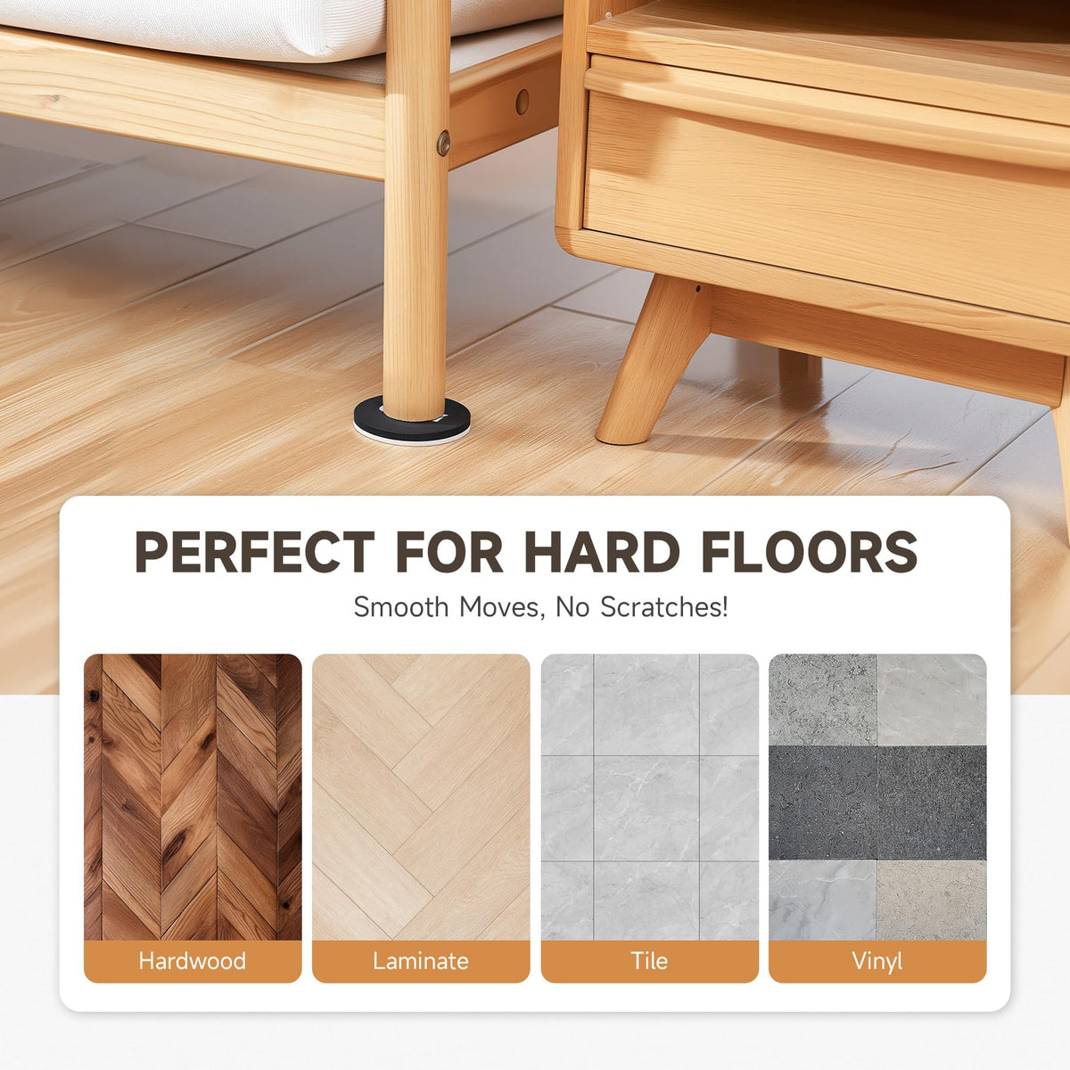 16pcs Felt Furniture Sliders for Hardwood Floors (16 Count)