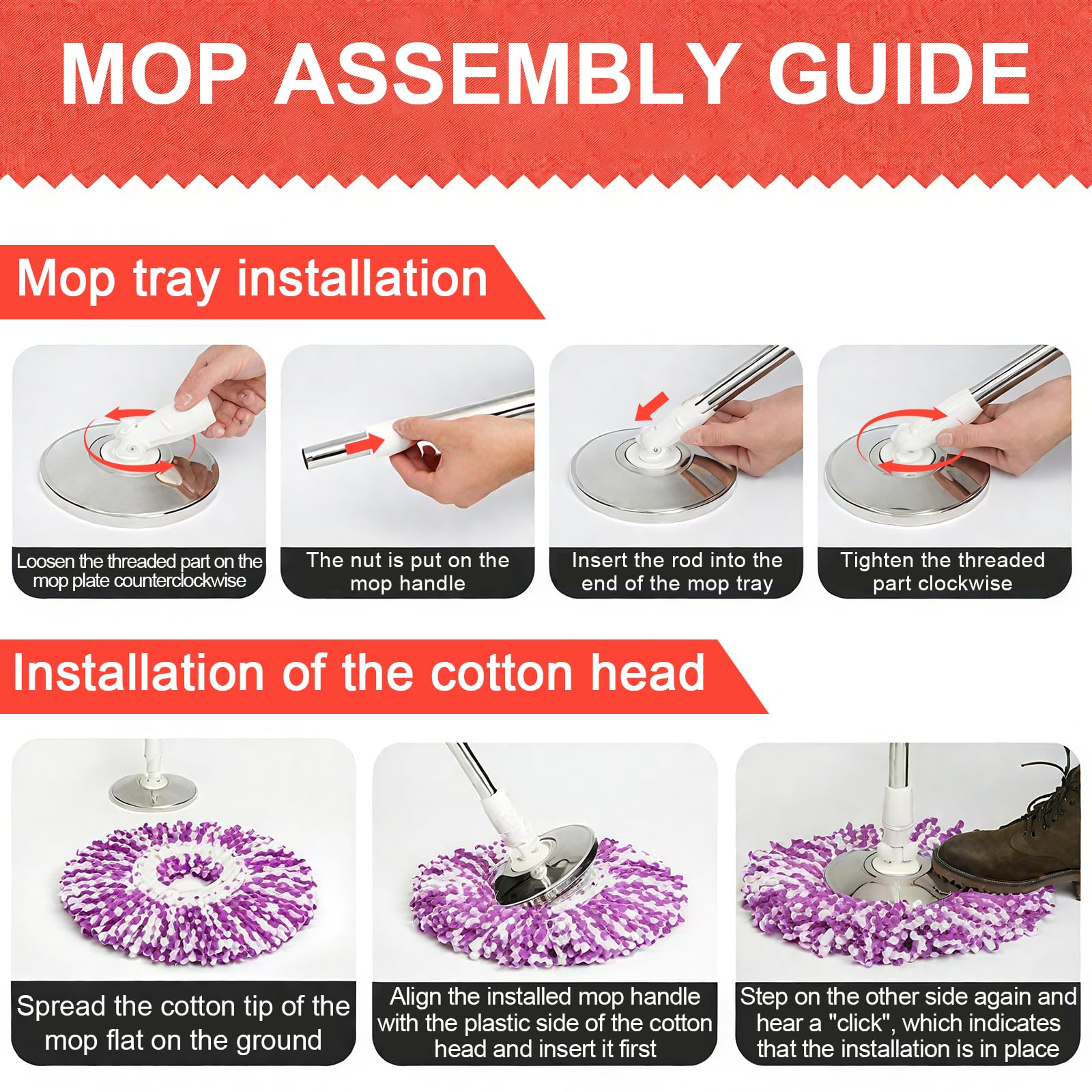 Extended Spin Mop Replacement Handle